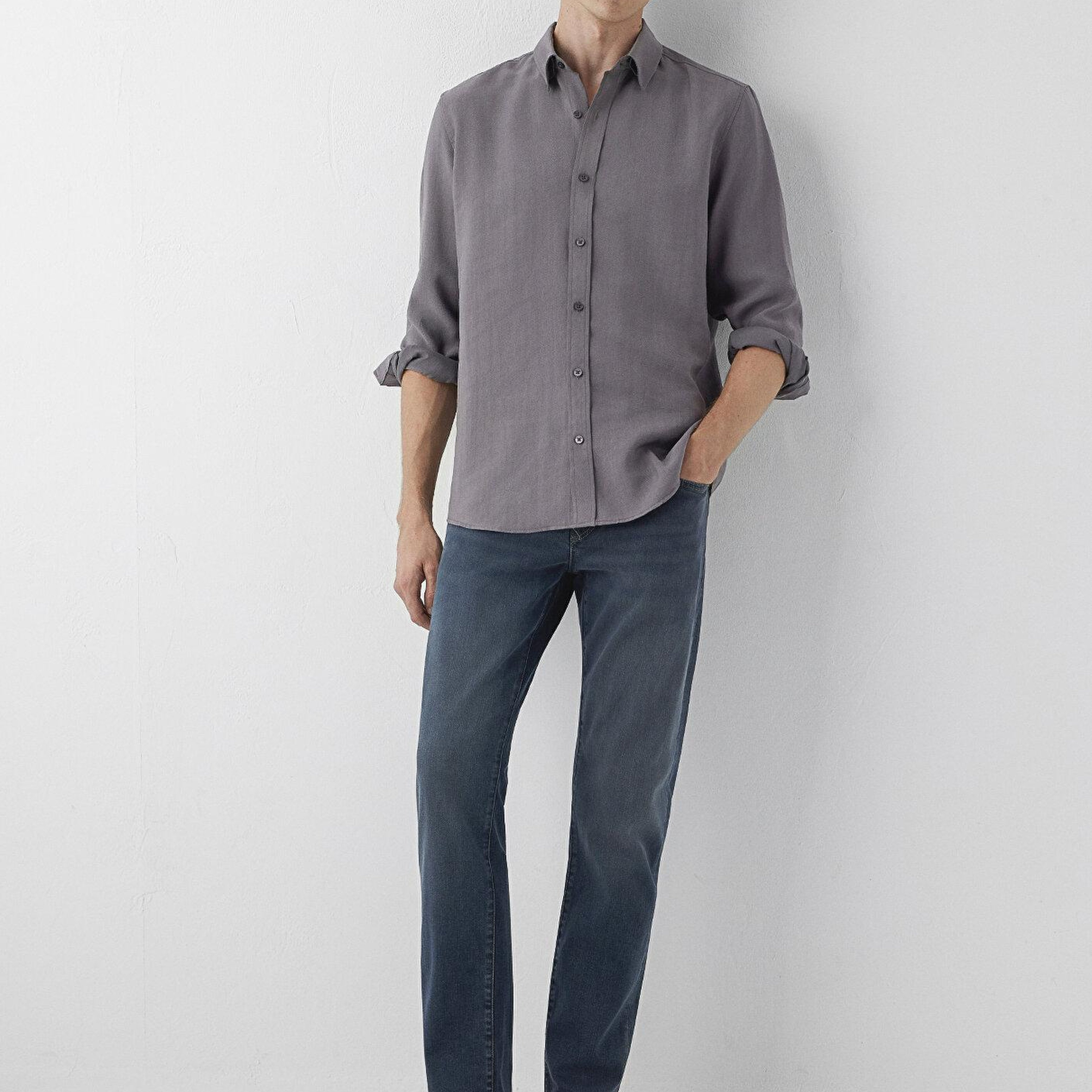 Mavi (Tencel™) Lyocell Karışımlı Gri Gömlek Regular Fit / Normal Kesim 0220433-80020