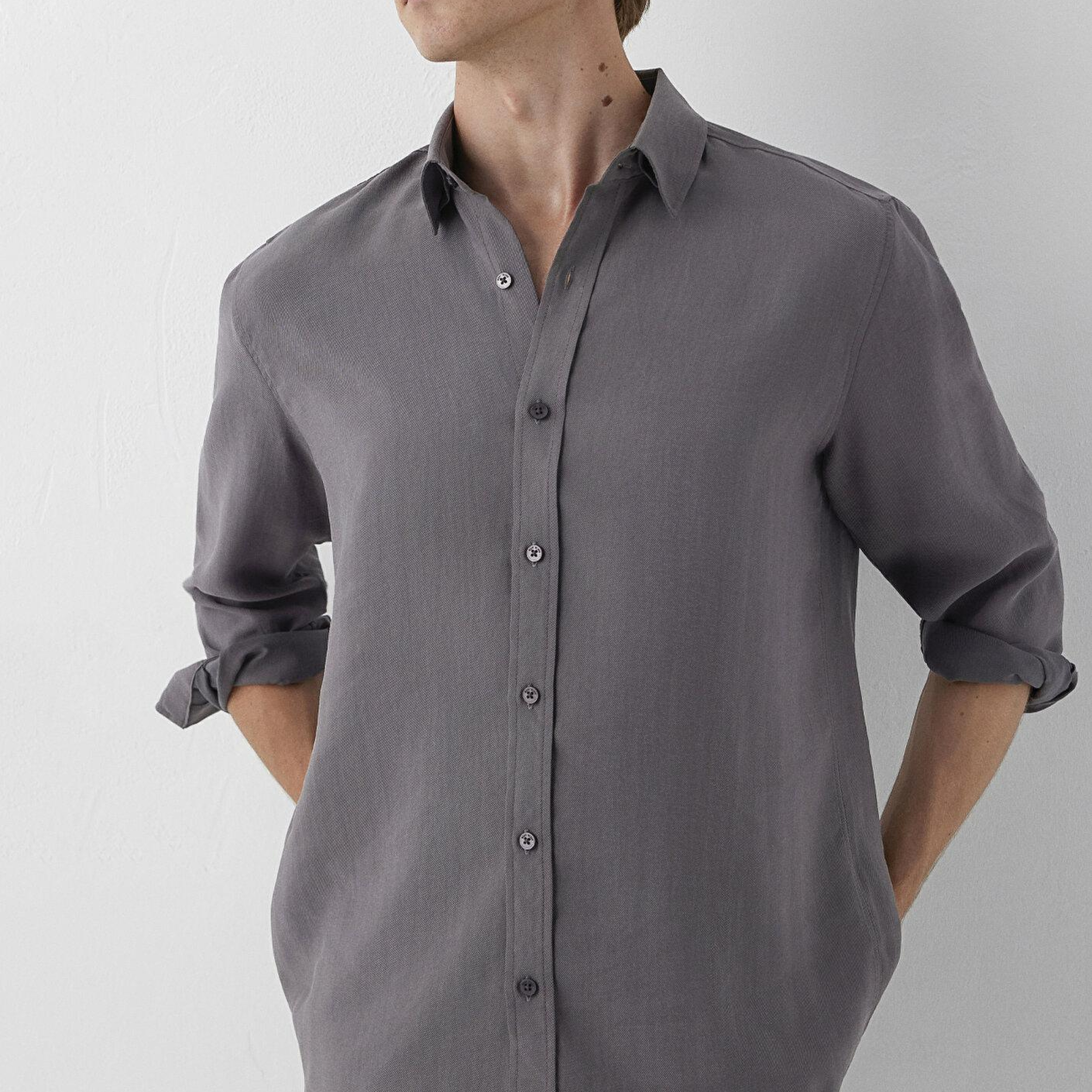Mavi (Tencel™) Lyocell Karışımlı Gri Gömlek Regular Fit / Normal Kesim 0220433-80020