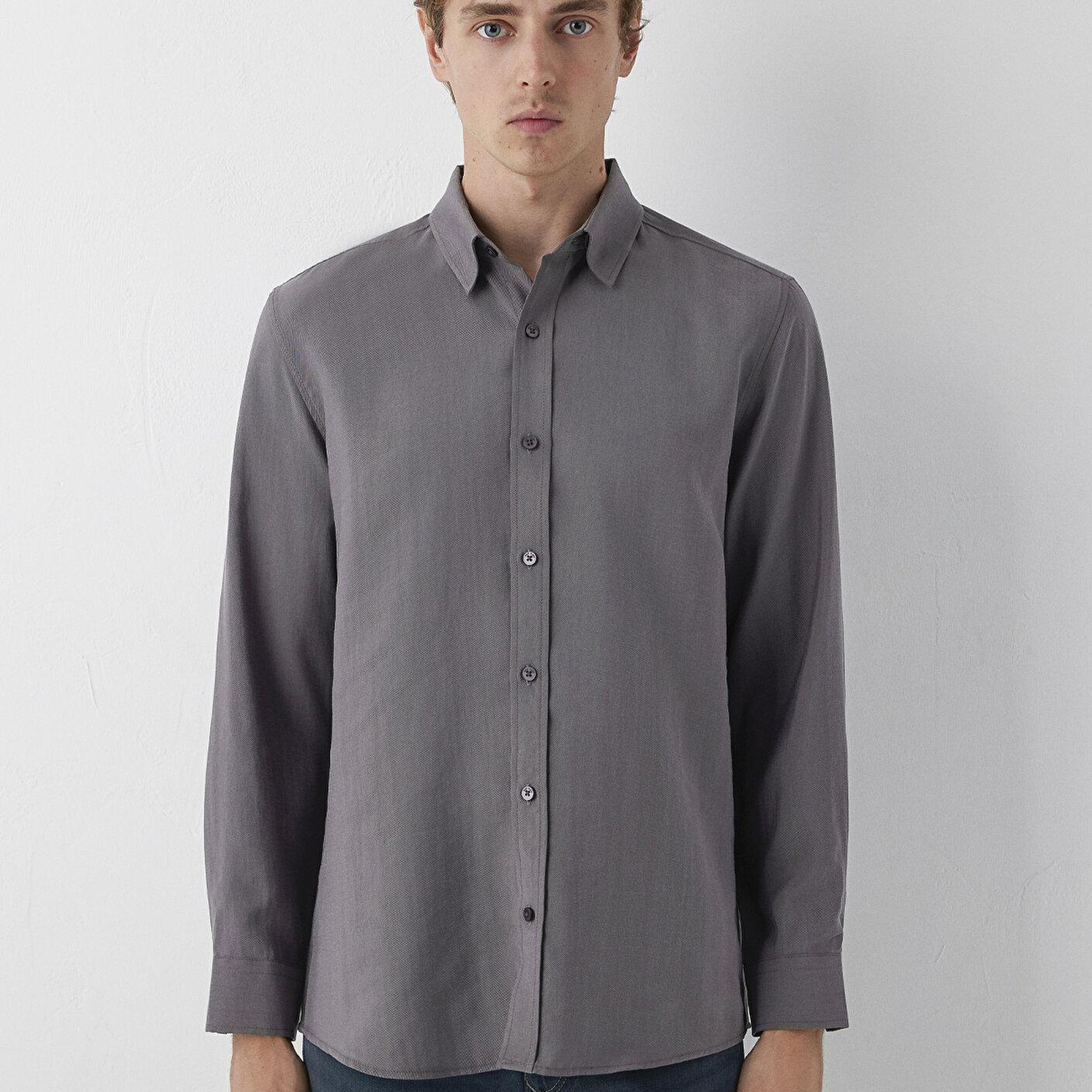 Mavi (Tencel™) Lyocell Karışımlı Gri Gömlek Regular Fit / Normal Kesim 0220433-80020