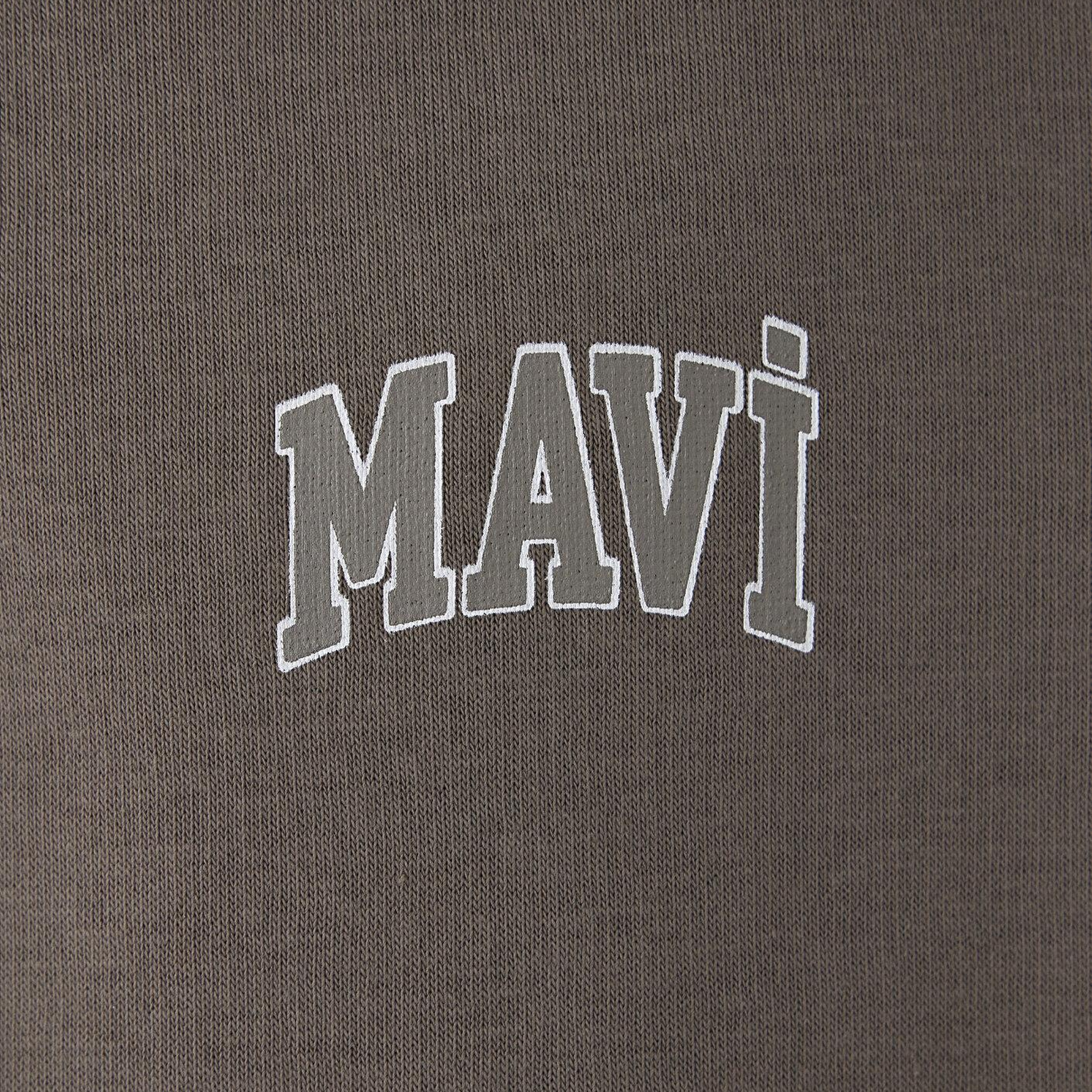 Mavi Mavi Logo Baskılı Yarı Fermuarlı Kahverengi Sweatshirt 0S10208-87875