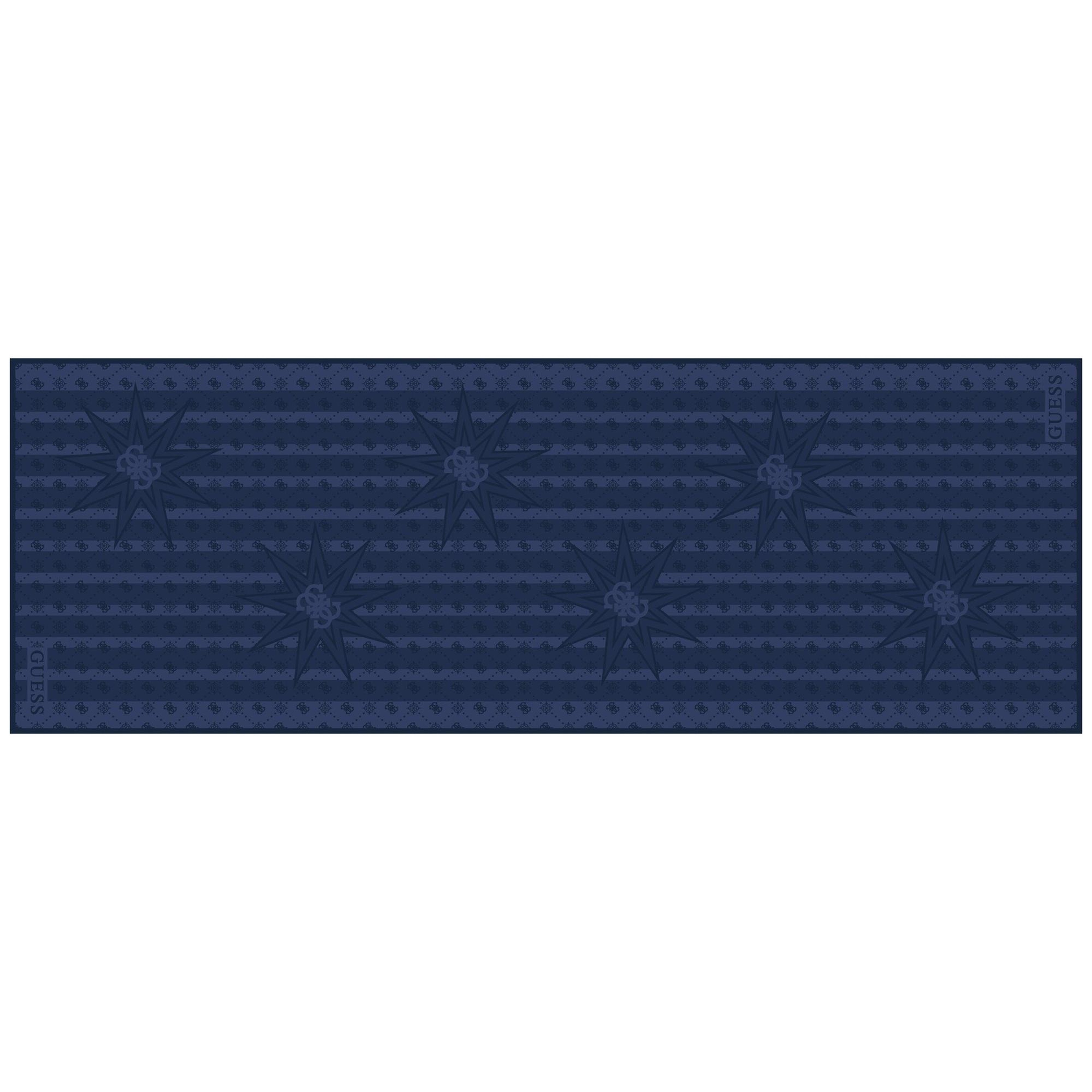 Monogram Mavi İpek Pamuk 70X200 Şal