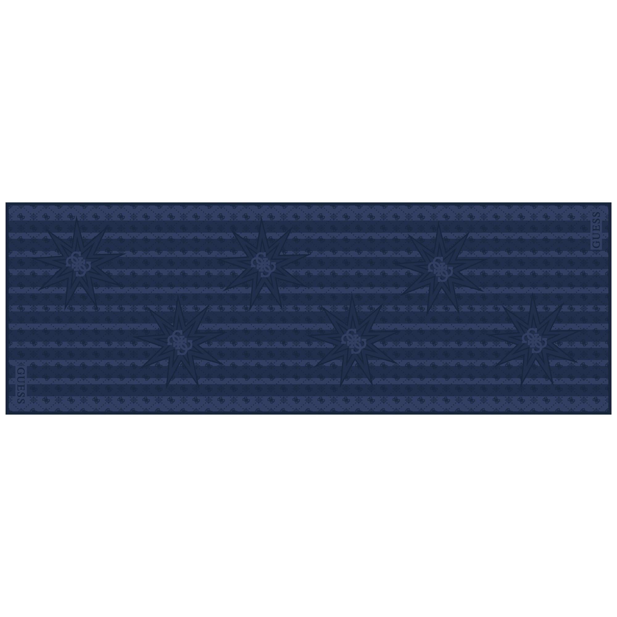 Monogram Mavi İpek Pamuk 70X200 Şal