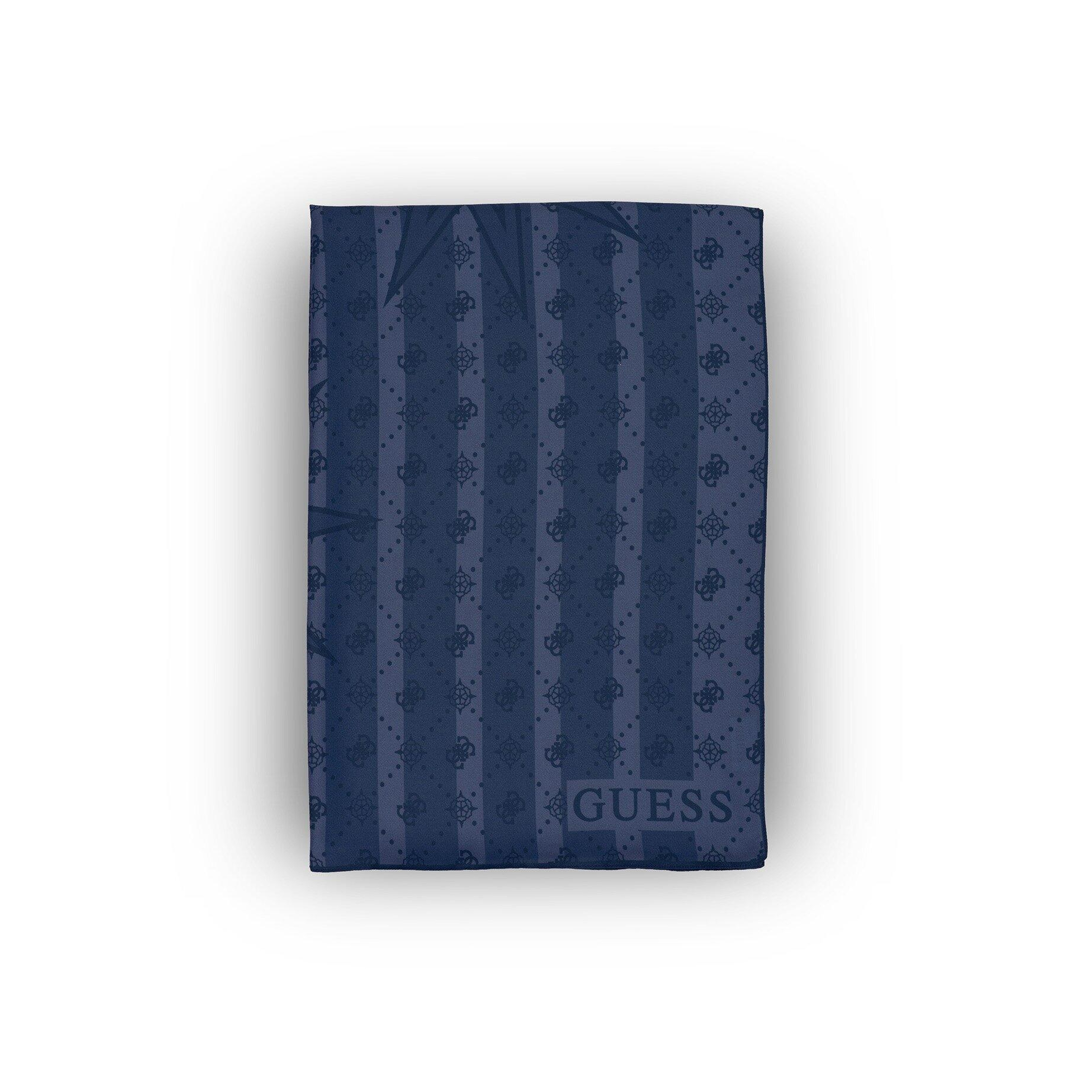 Monogram Mavi İpek Pamuk 70X200 Şal