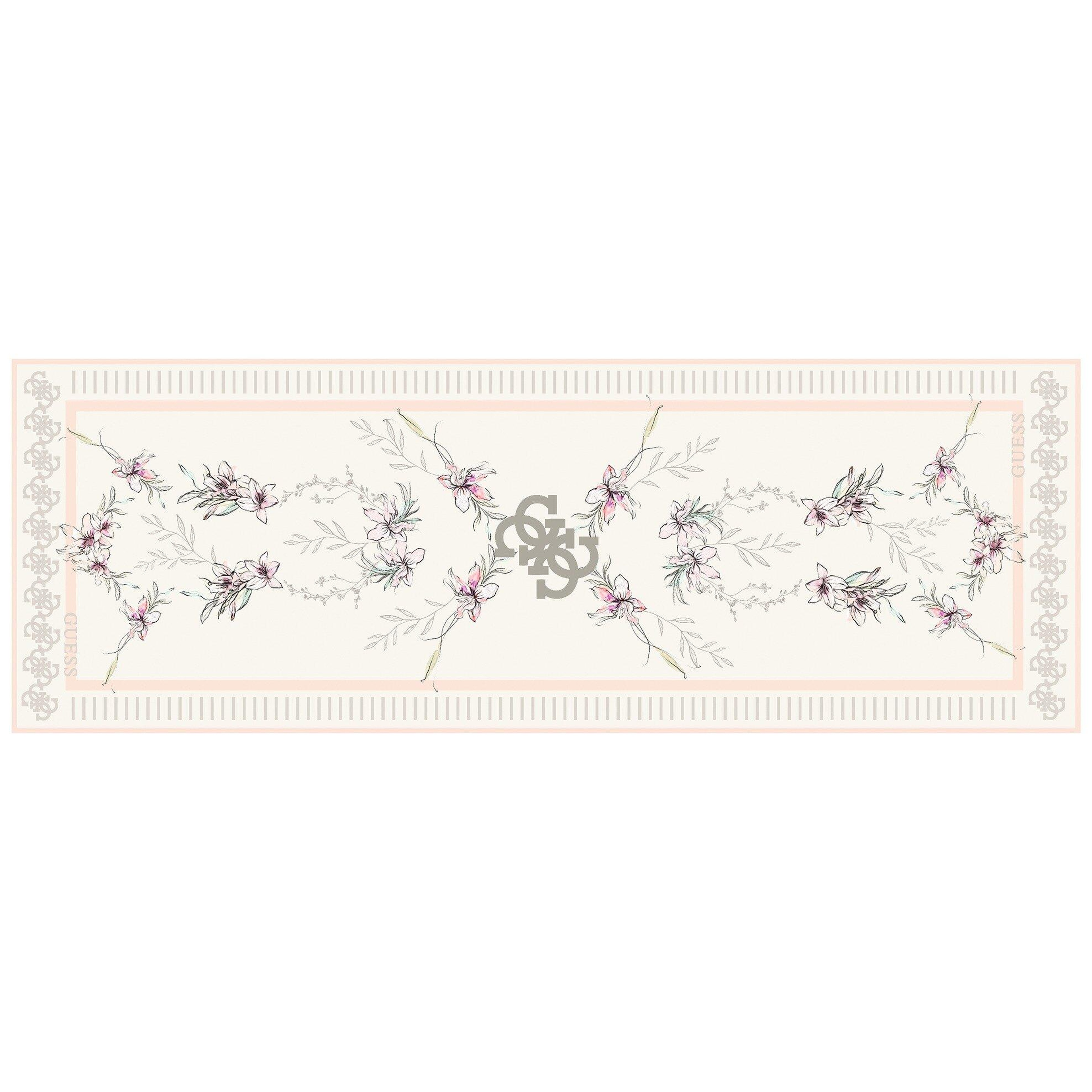 Çiçek Desenli Pudra İpek Pamuk 70X200 Şal