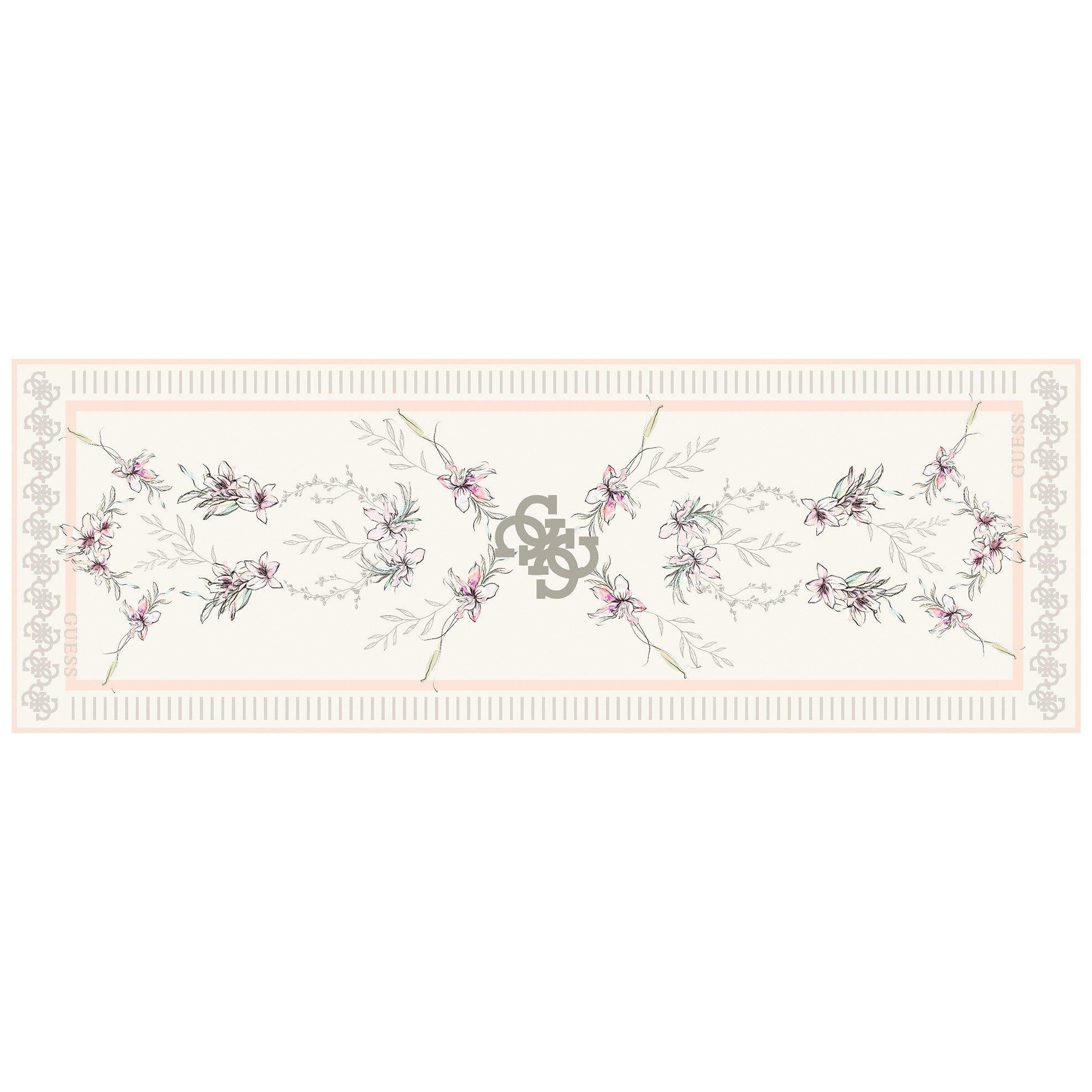 Çiçek Desenli Pudra İpek Pamuk 70X200 Şal