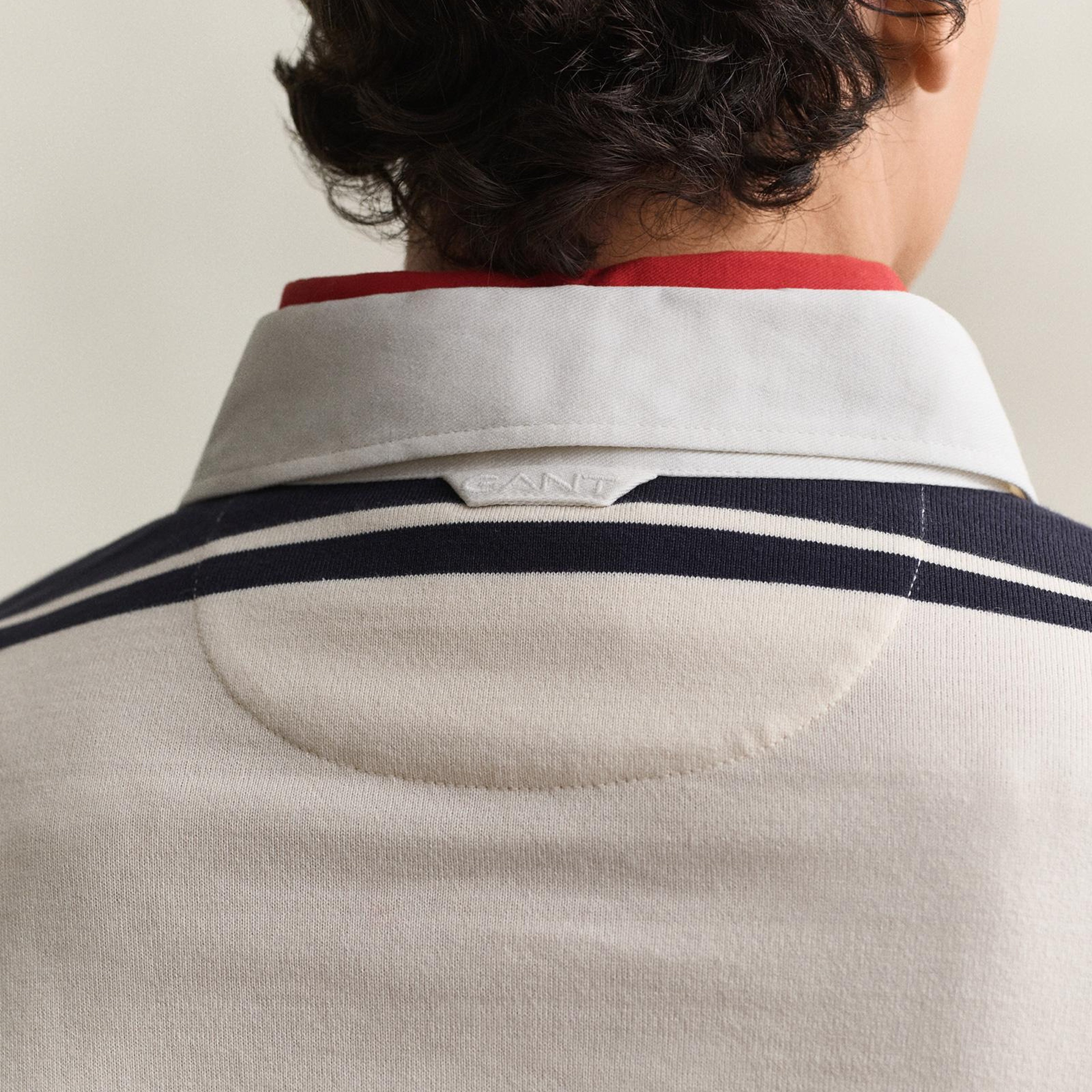 GANT Erkek Lacivert Çizgili Rugby Yaka T-Shirt