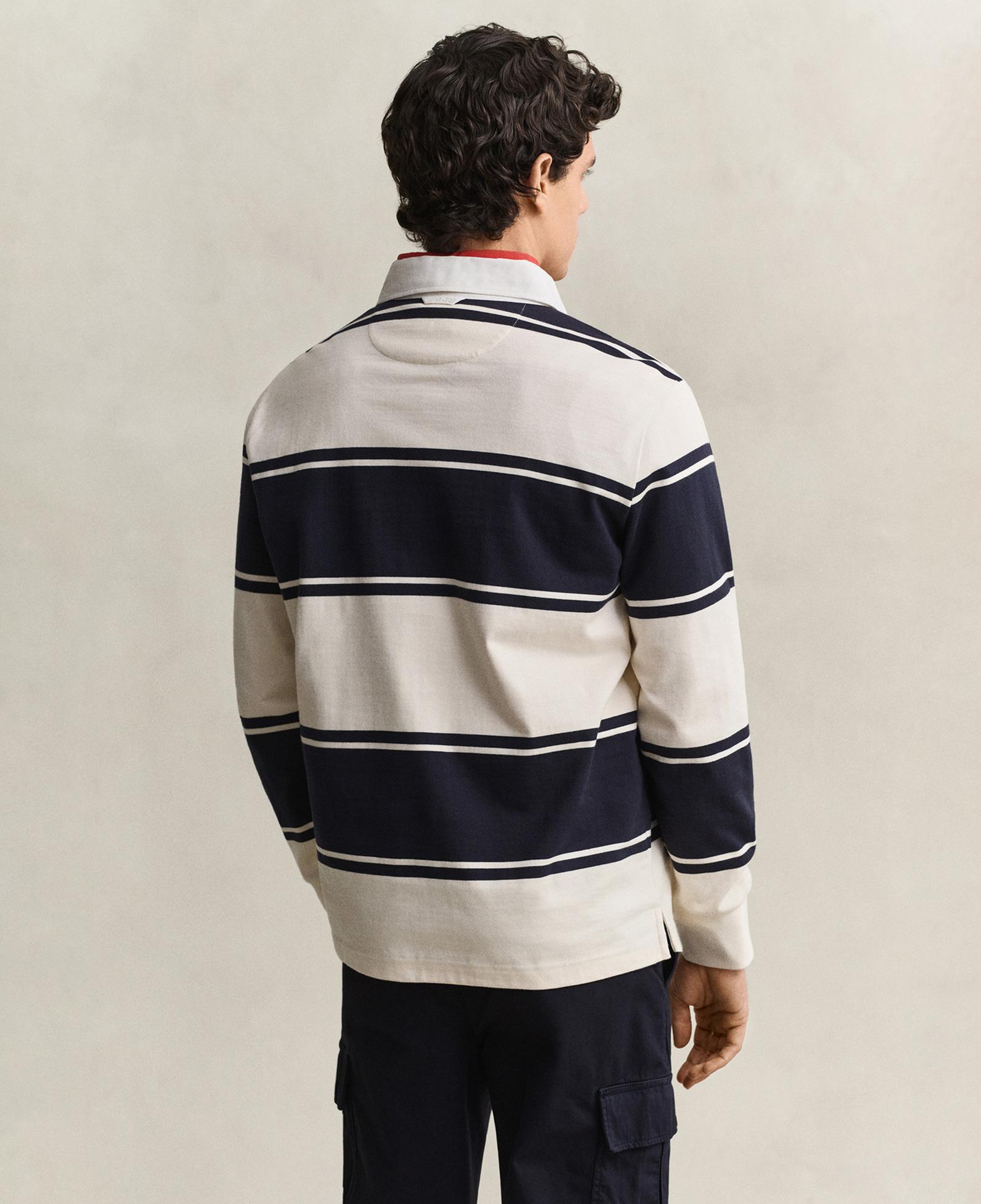 GANT Erkek Lacivert Çizgili Rugby Yaka T-Shirt