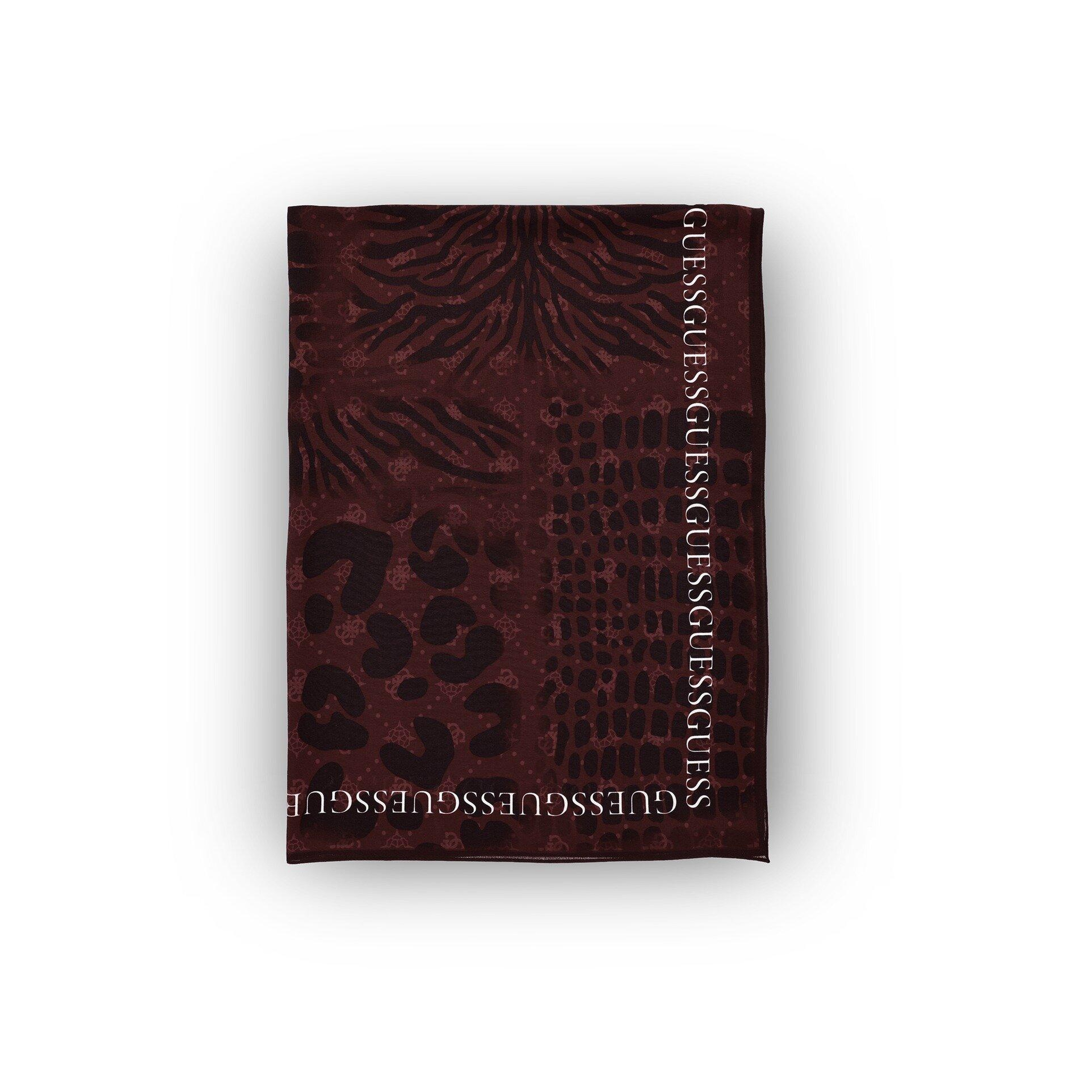 Leopar Desenli Bordo İpek 70X200 Şal