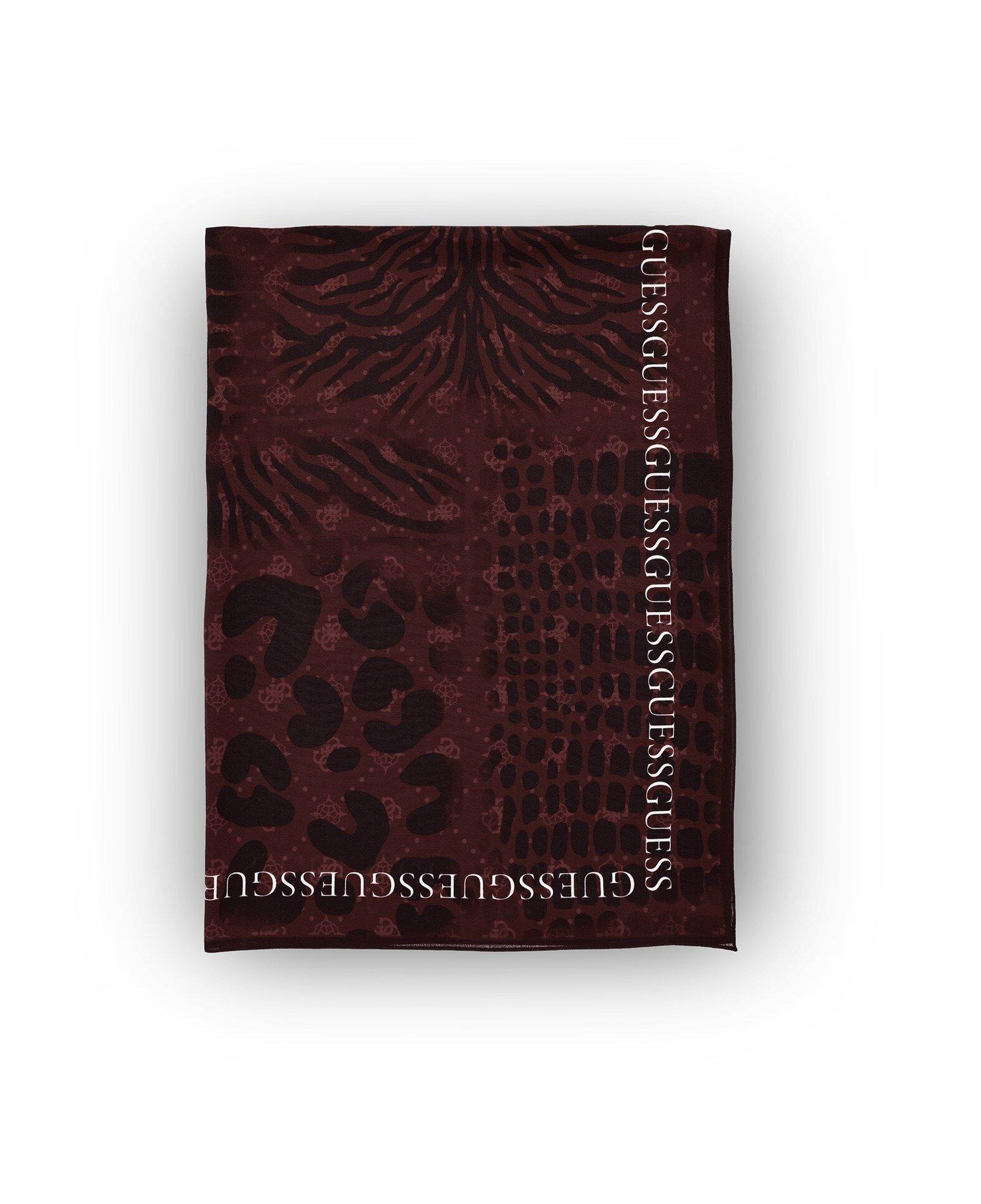 Leopar Desenli Bordo İpek 70X200 Şal