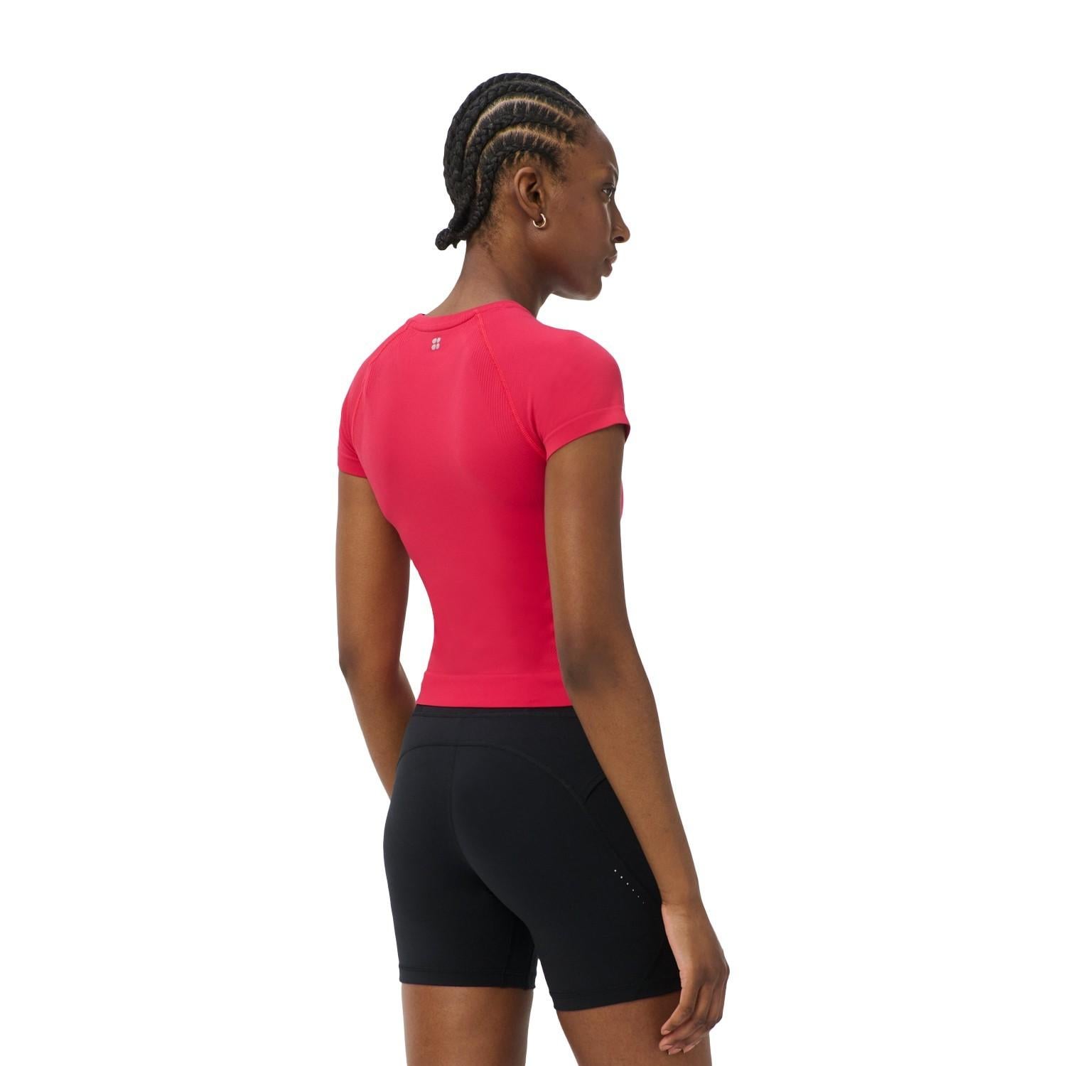 Sweaty Betty Athlete Crop Seamless Workout Kadın Kırmızı Tişört