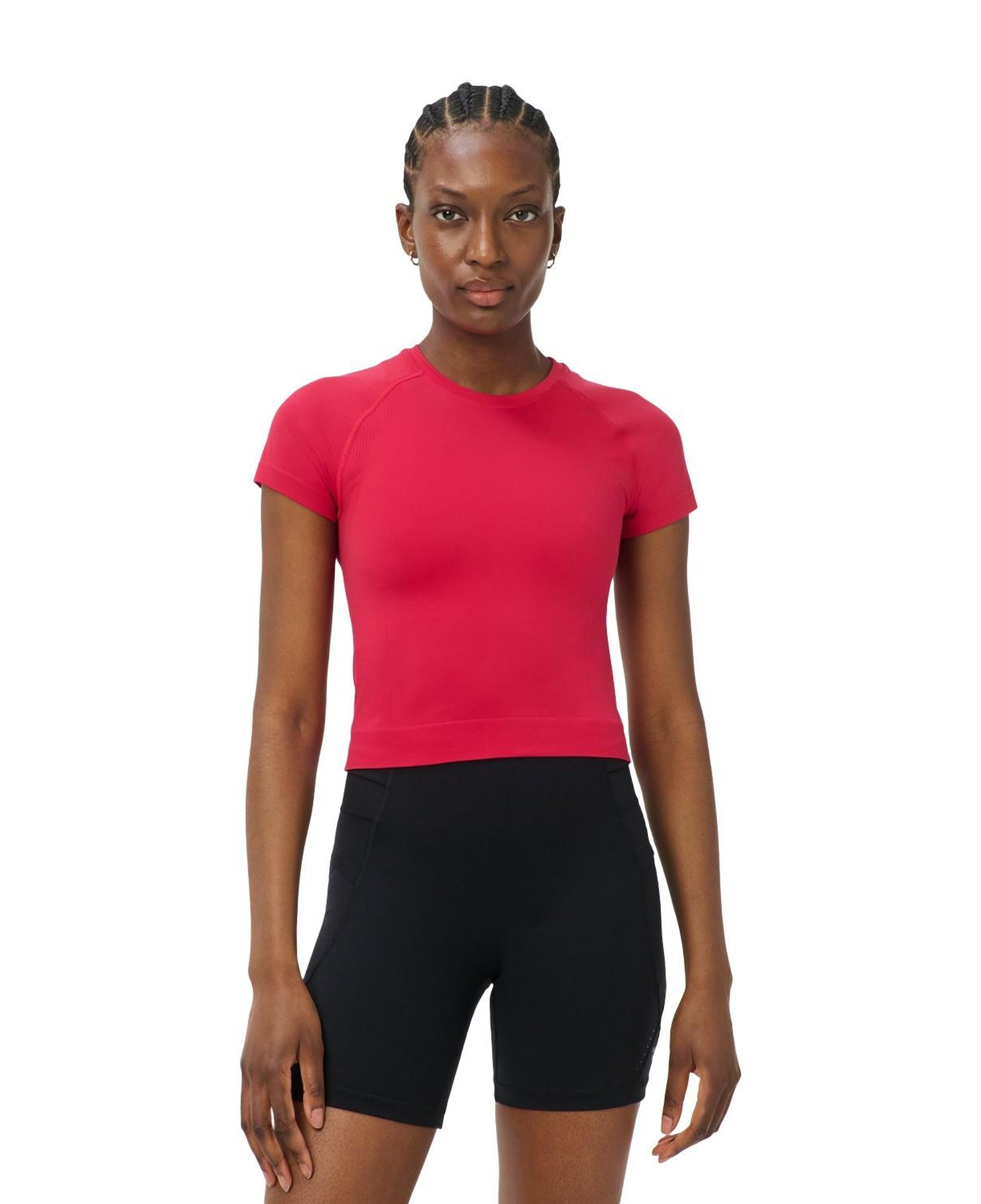 Sweaty Betty Athlete Crop Seamless Workout Kadın Kırmızı Tişört