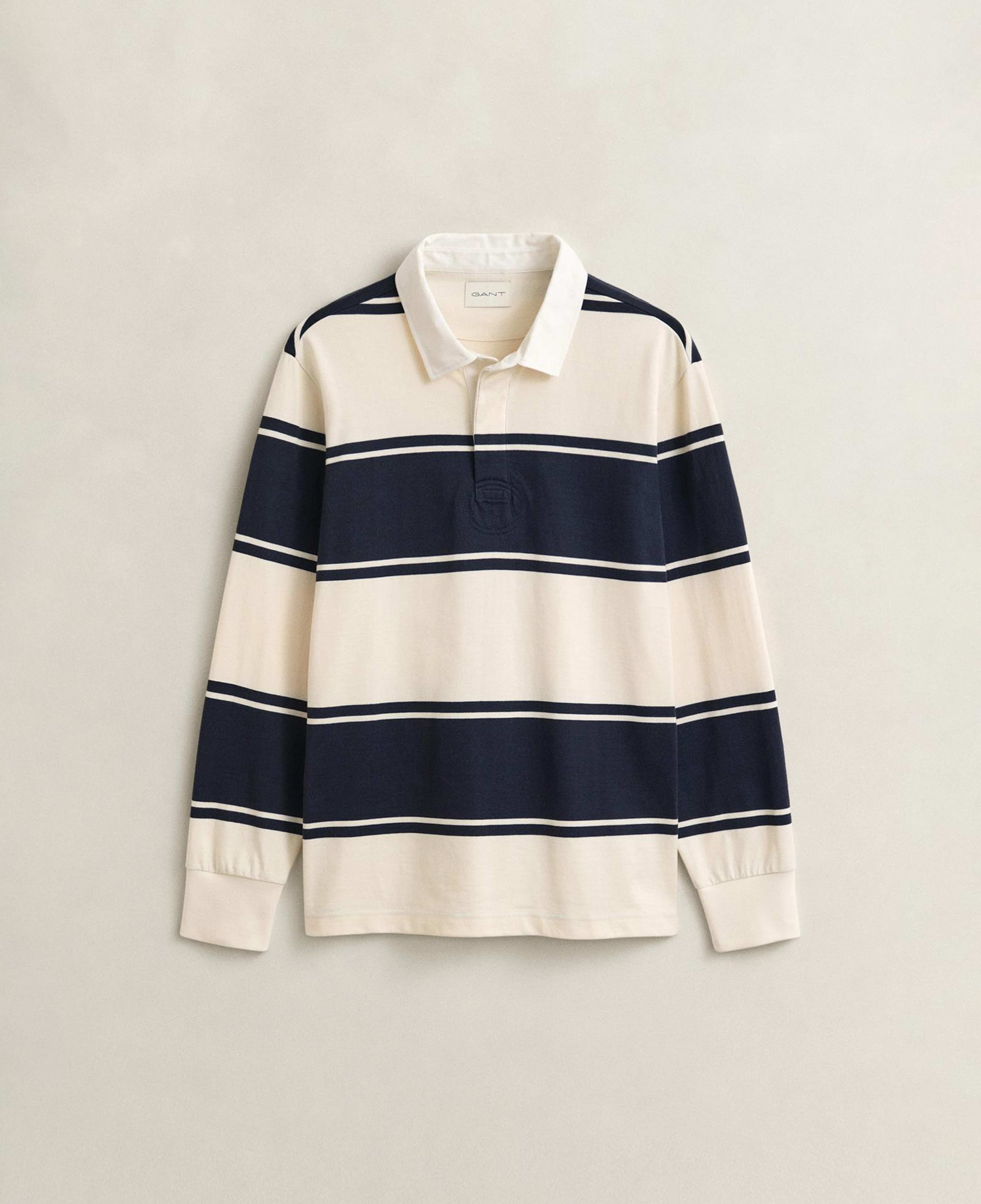 GANT Erkek Lacivert Çizgili Rugby Yaka T-Shirt