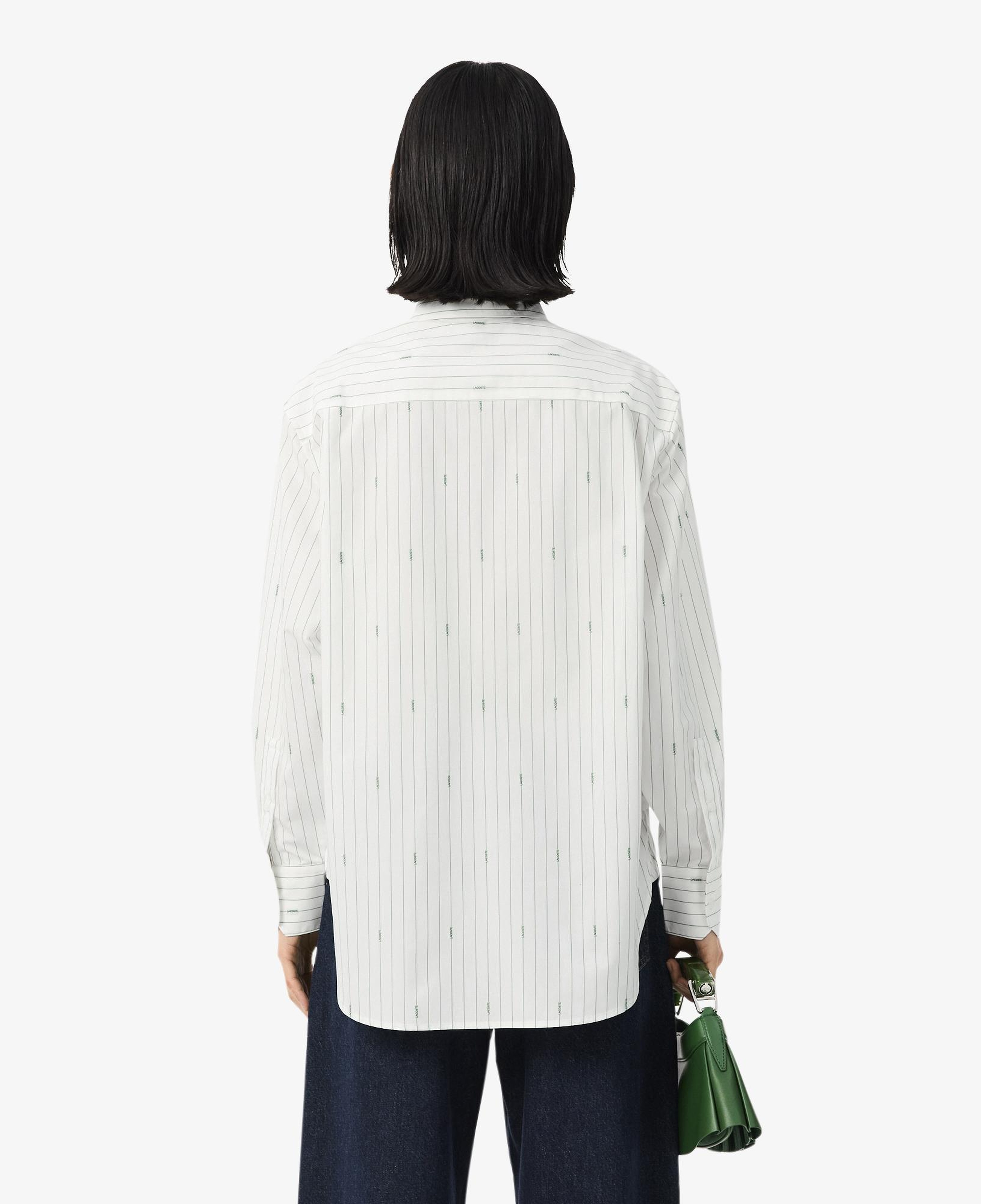 Kadın Oversize Fit Çizgili Beyaz Gömlek