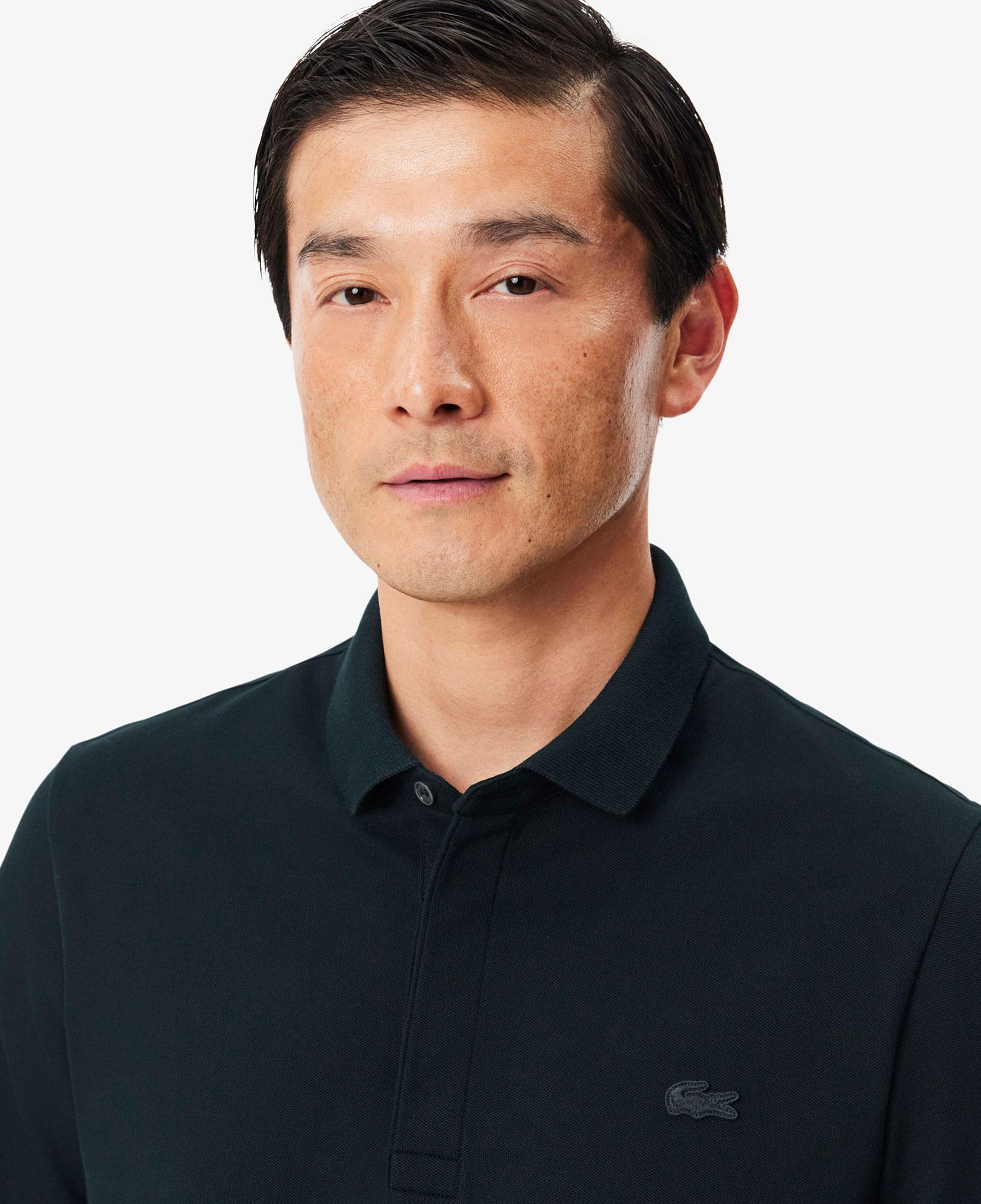 Erkek Regular Fit Uzun Kollu Koyu Yeşil Paris Polo