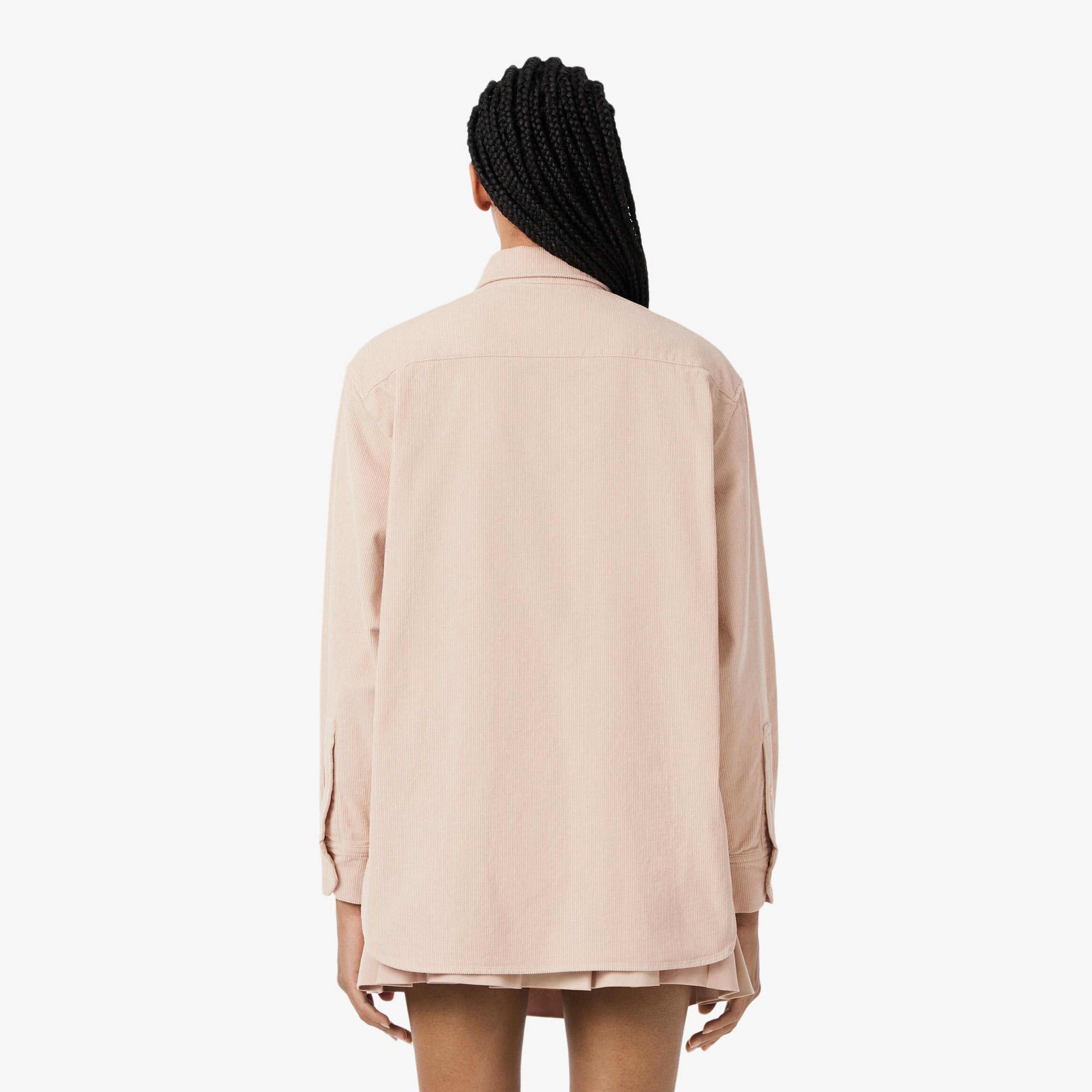 Kadın Oversize Fit Kadife Bej Gömlek