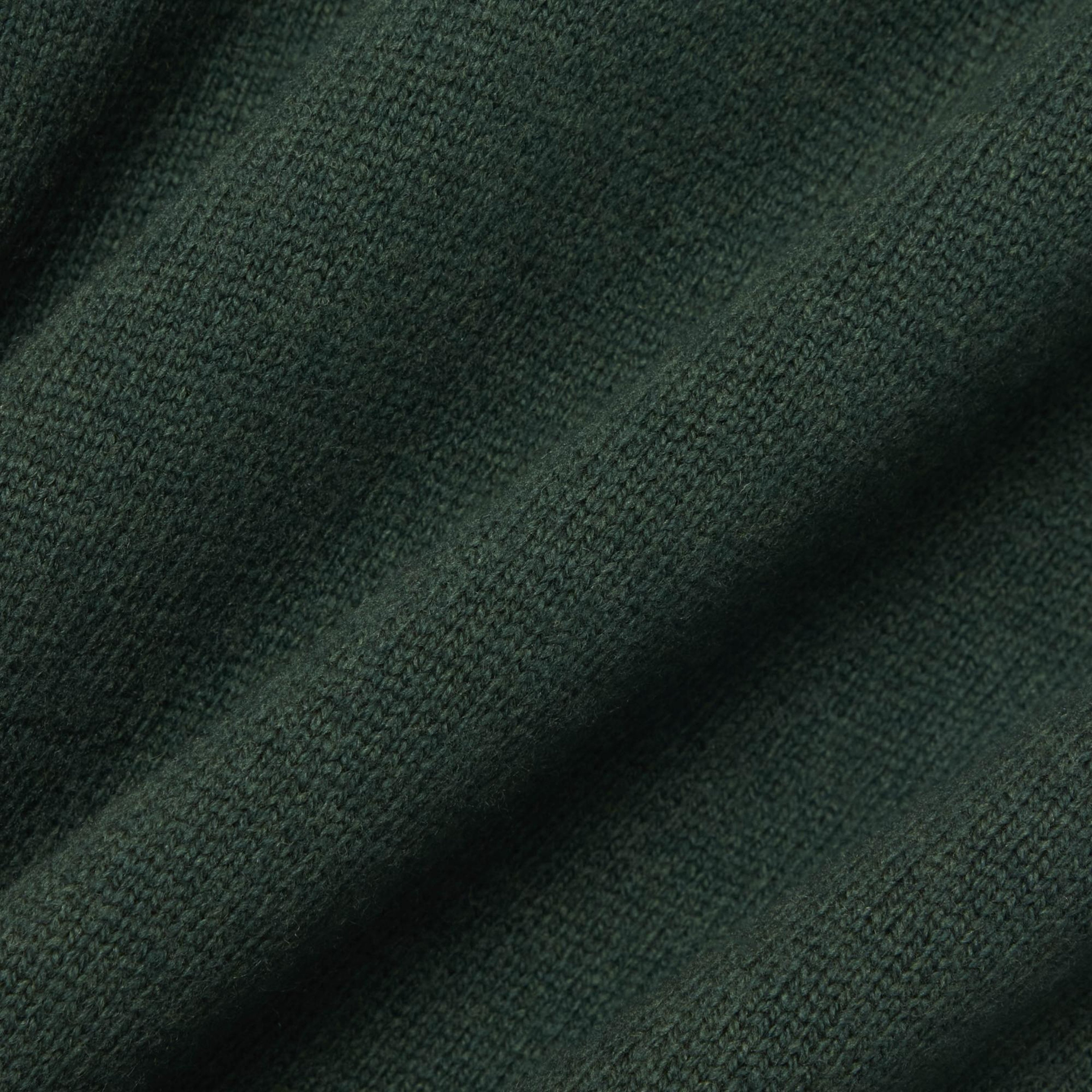 Erkek Classic Fit Yarım Fermuarlı Yün Koyu Yeşil Kazak