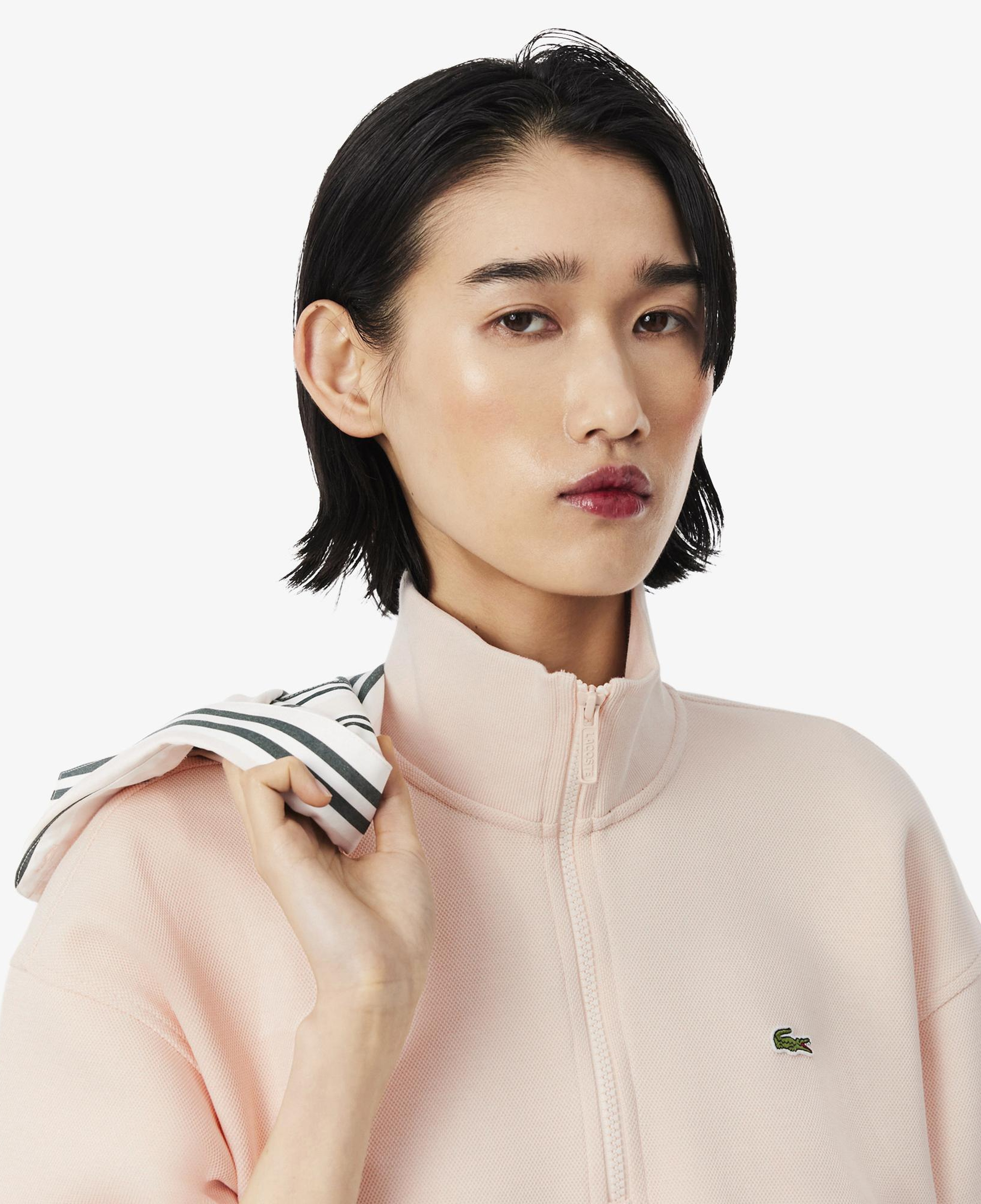 Kadın Relaxed Fit Yarım Fermuarlı Açık Pembe Sweatshirt
