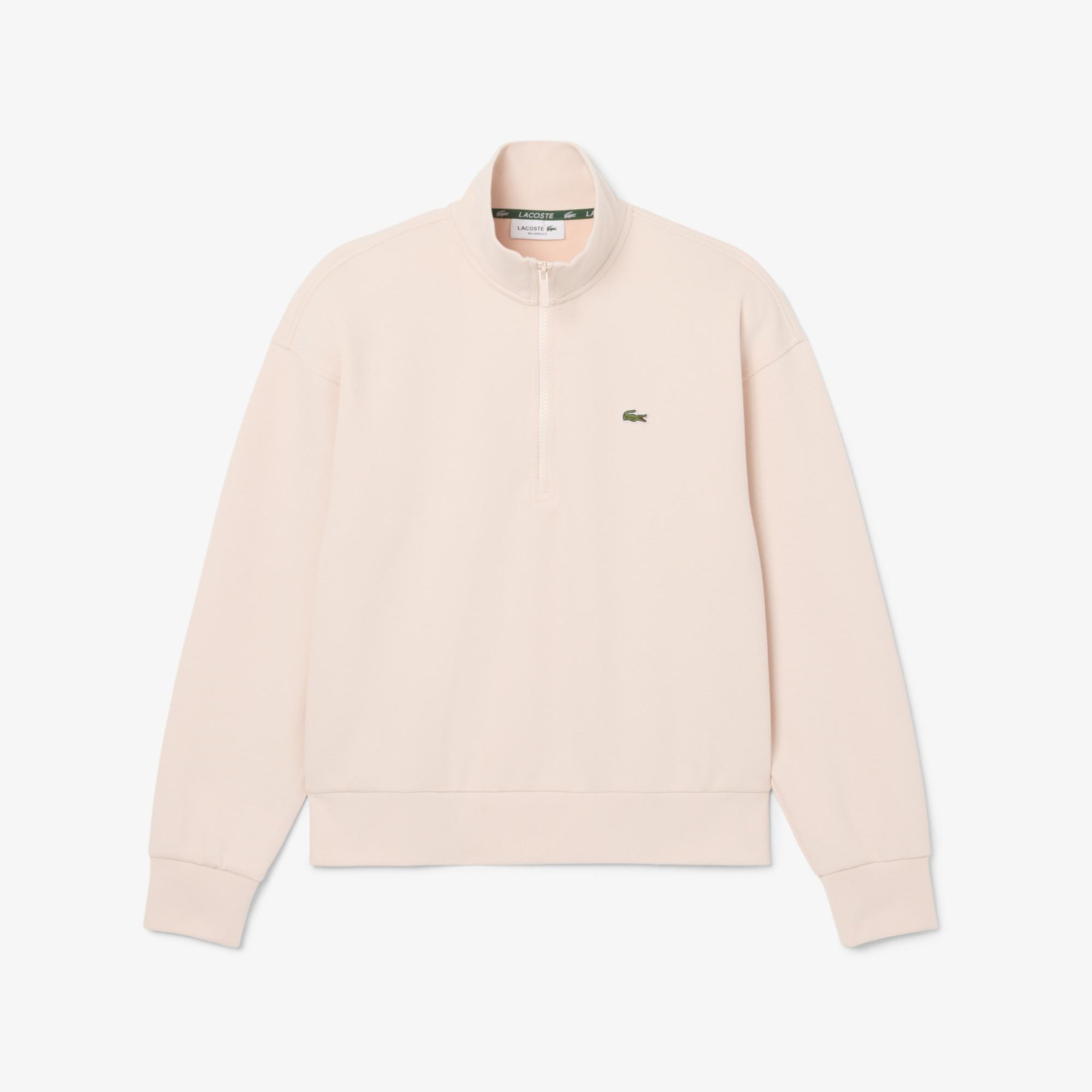 Kadın Relaxed Fit Yarım Fermuarlı Açık Pembe Sweatshirt
