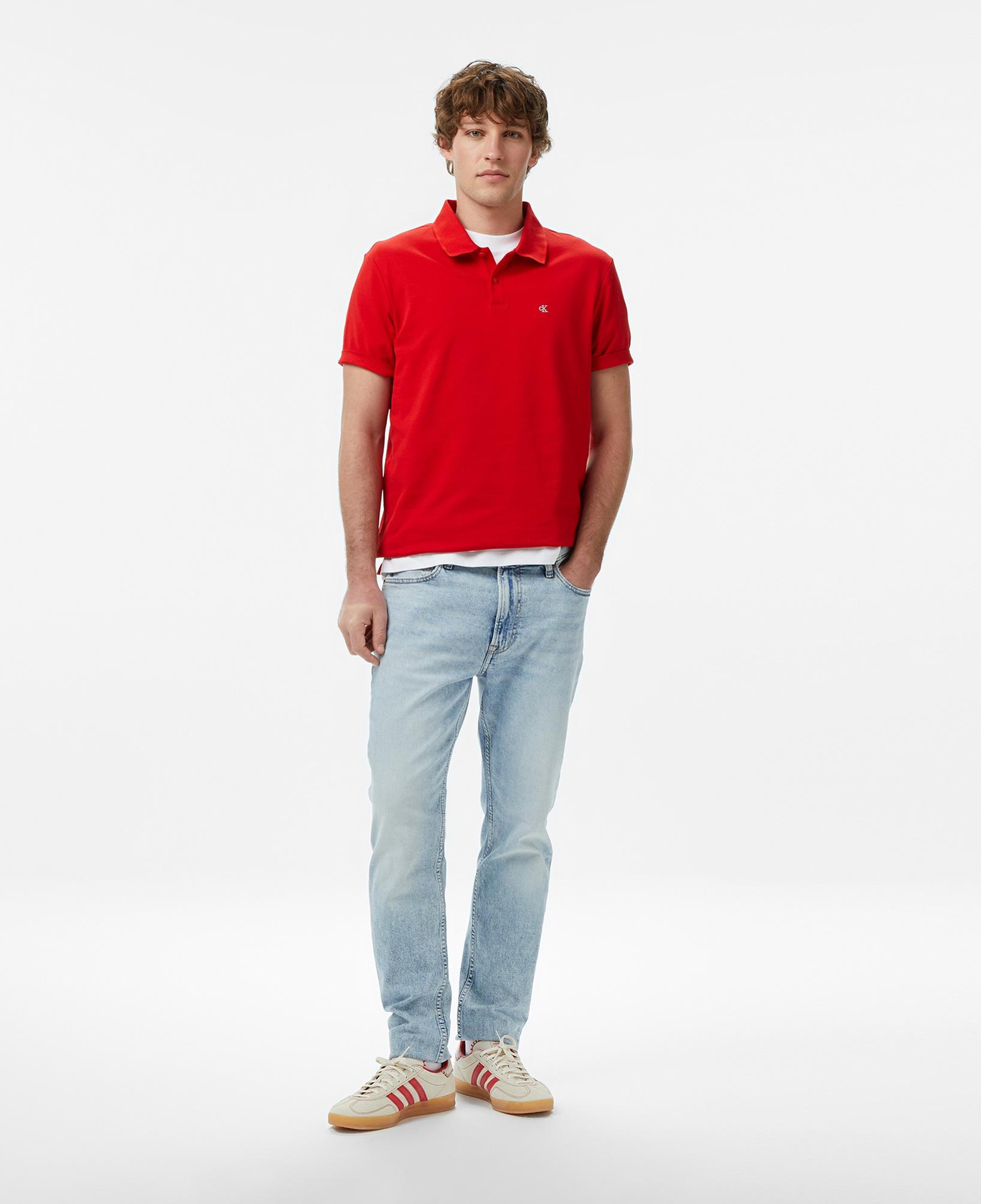 Calvin Klein Monogram Pique Erkek Kırmızı Polo