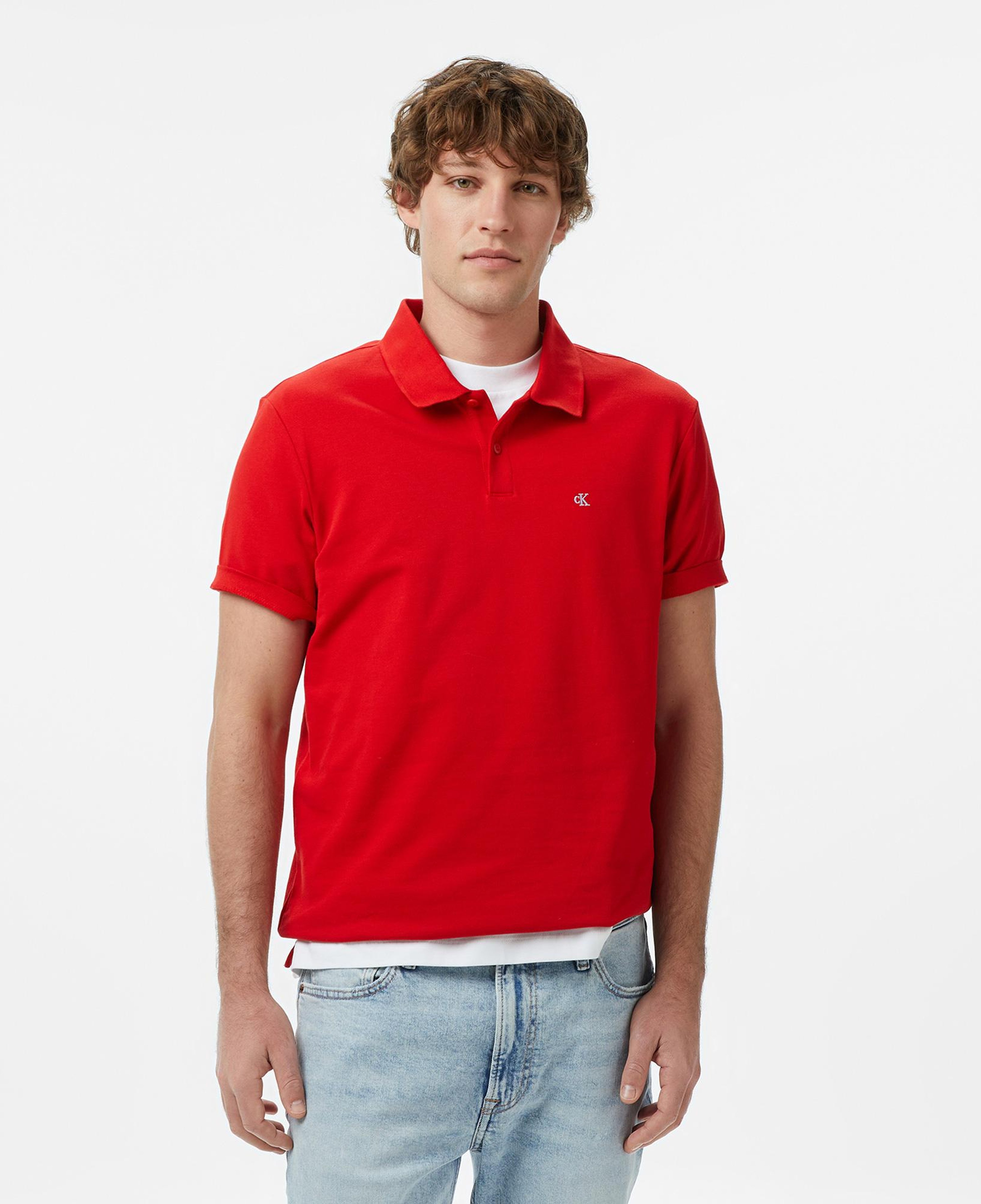 Calvin Klein Monogram Pique Erkek Kırmızı Polo