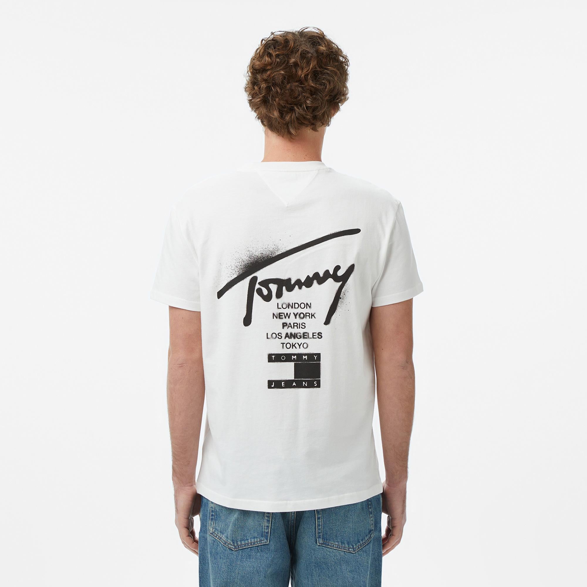 Tommy Hilfiger Regular City Sign Erkek Beyaz T-Shirt