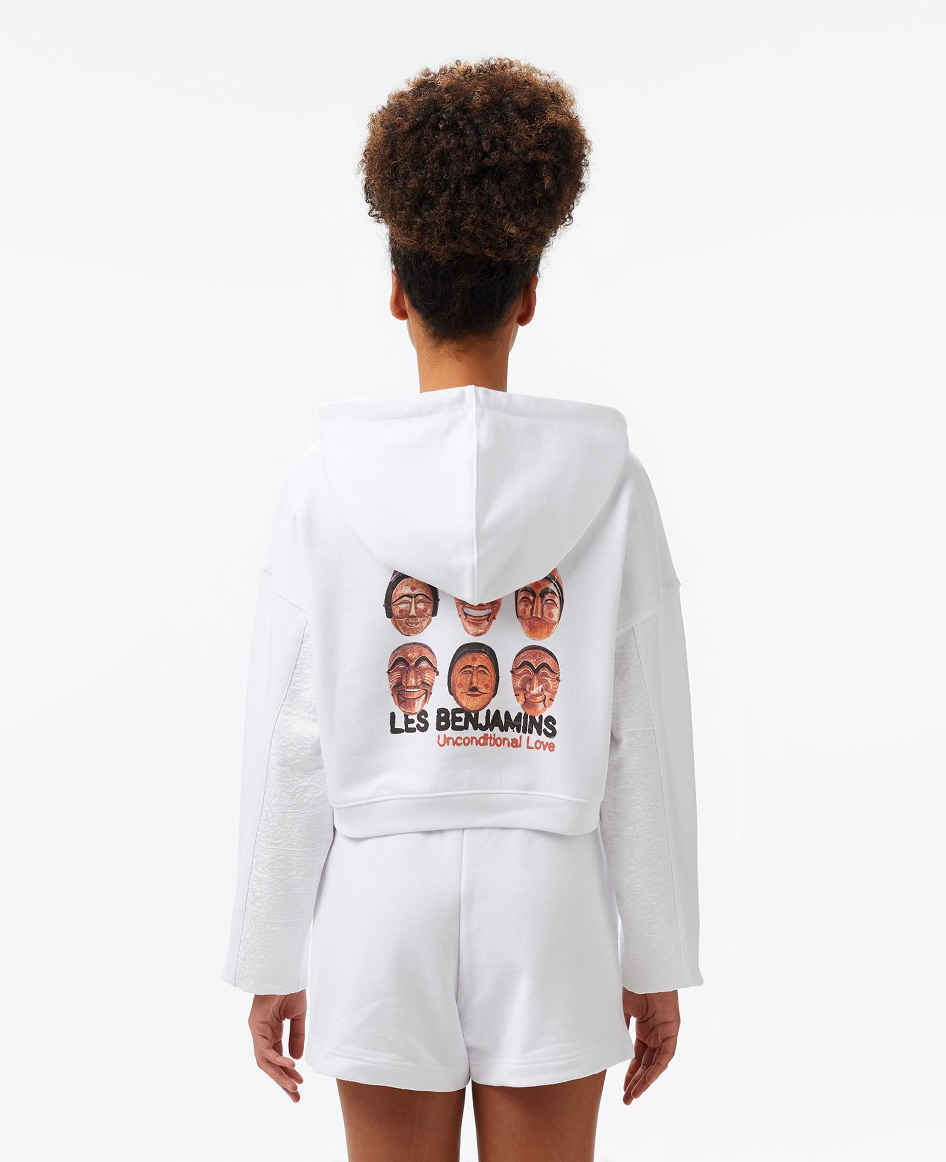 Les Benjamins Kadın Beyaz Crop Hoodie