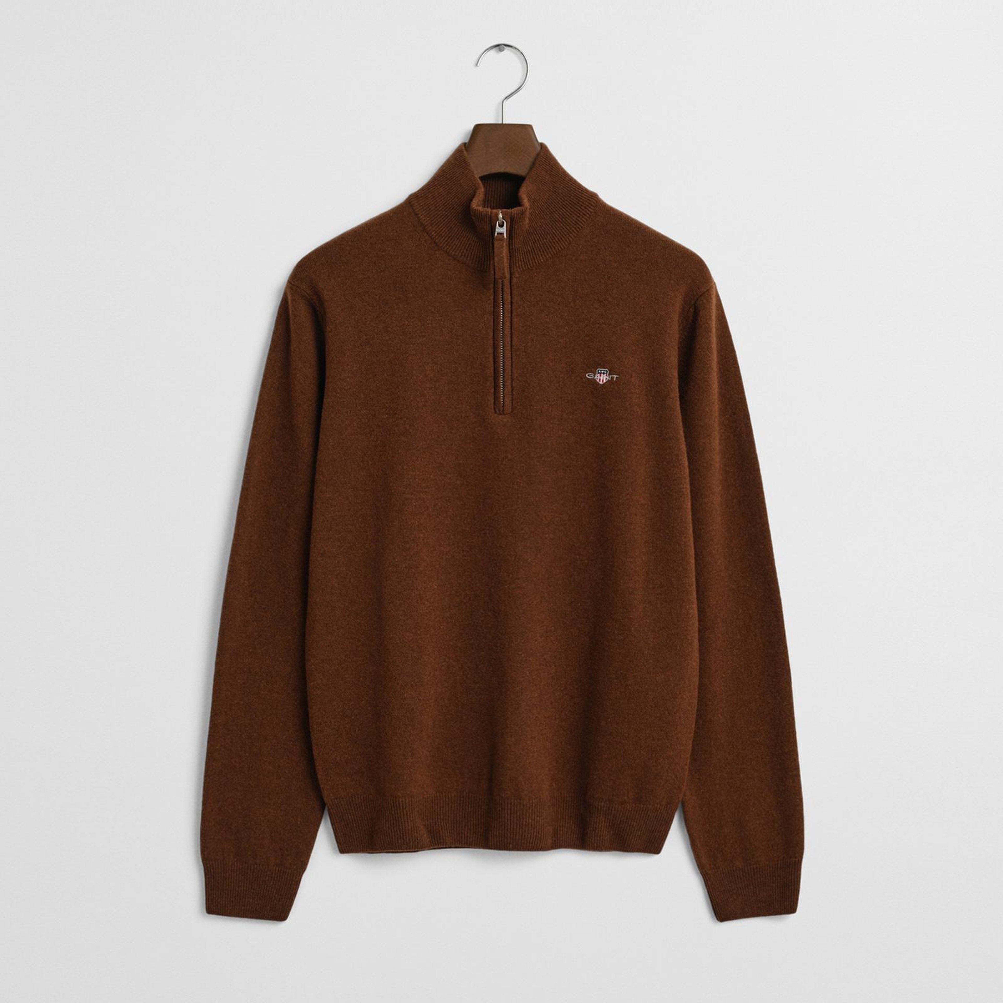 GANT Erkek Kahverengi Regular Fit Yarım Fermuarlı Yün Kazak