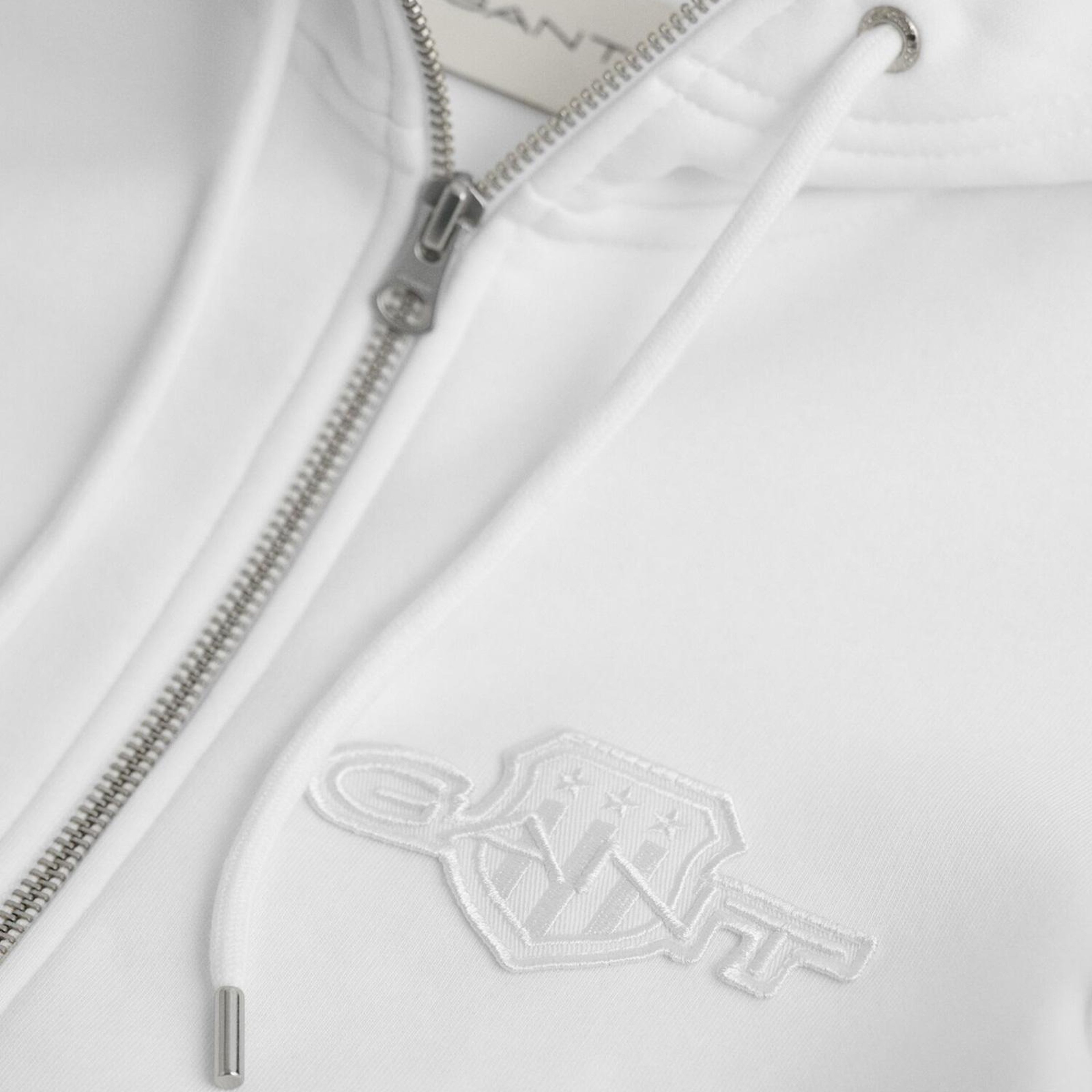 GANT Kadın Beyaz Regular Fit Kapüşonlu Fermuarlıı Sweatshirt