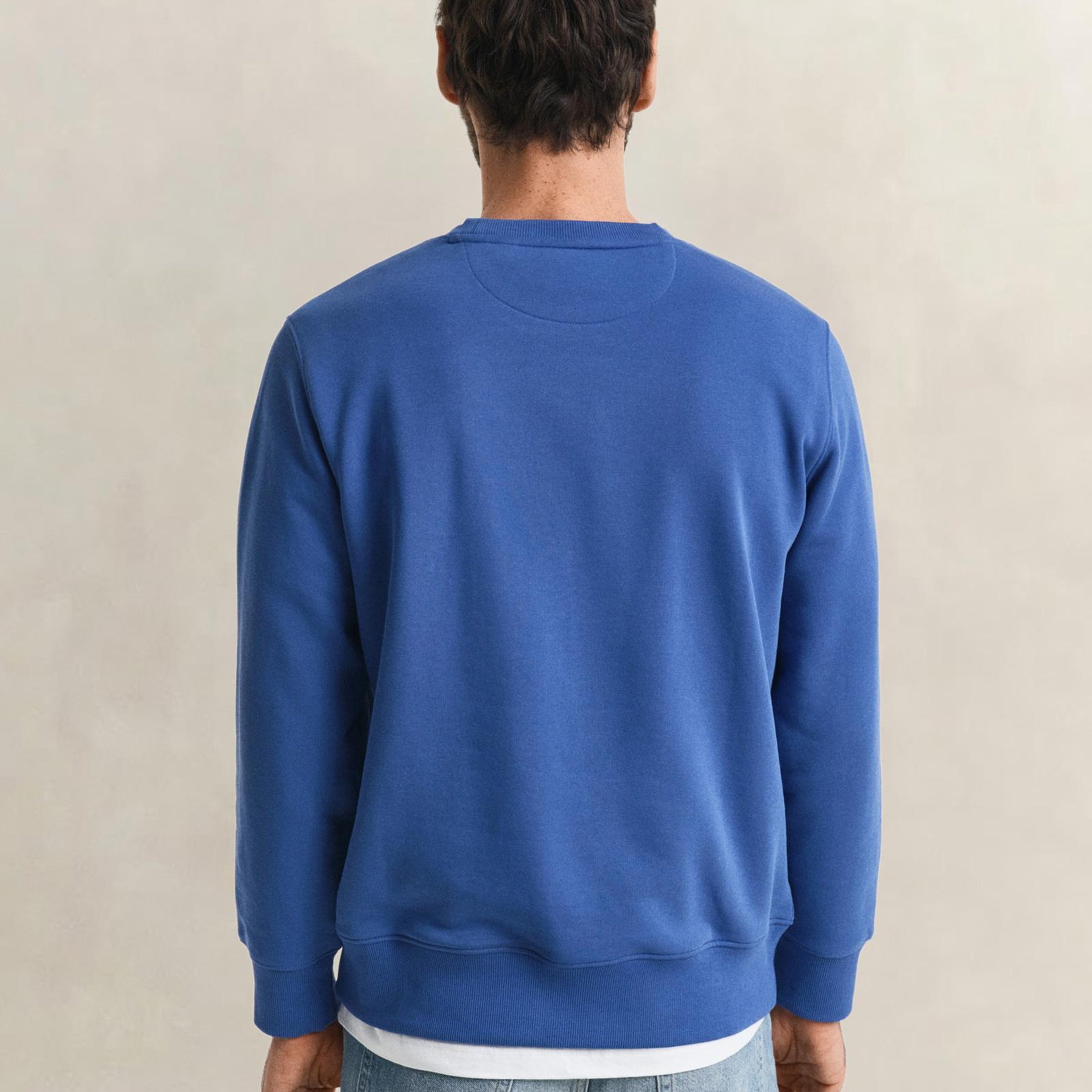 GANT Erkek Mavi Regular Fit Bisiklet Yaka Sweatshirt