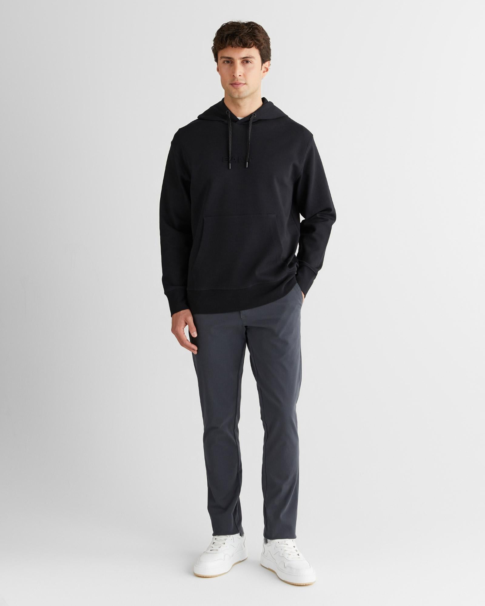 GANT Erkek Siyah Relaxed Fit Kapüşonlu Sweatshirt
