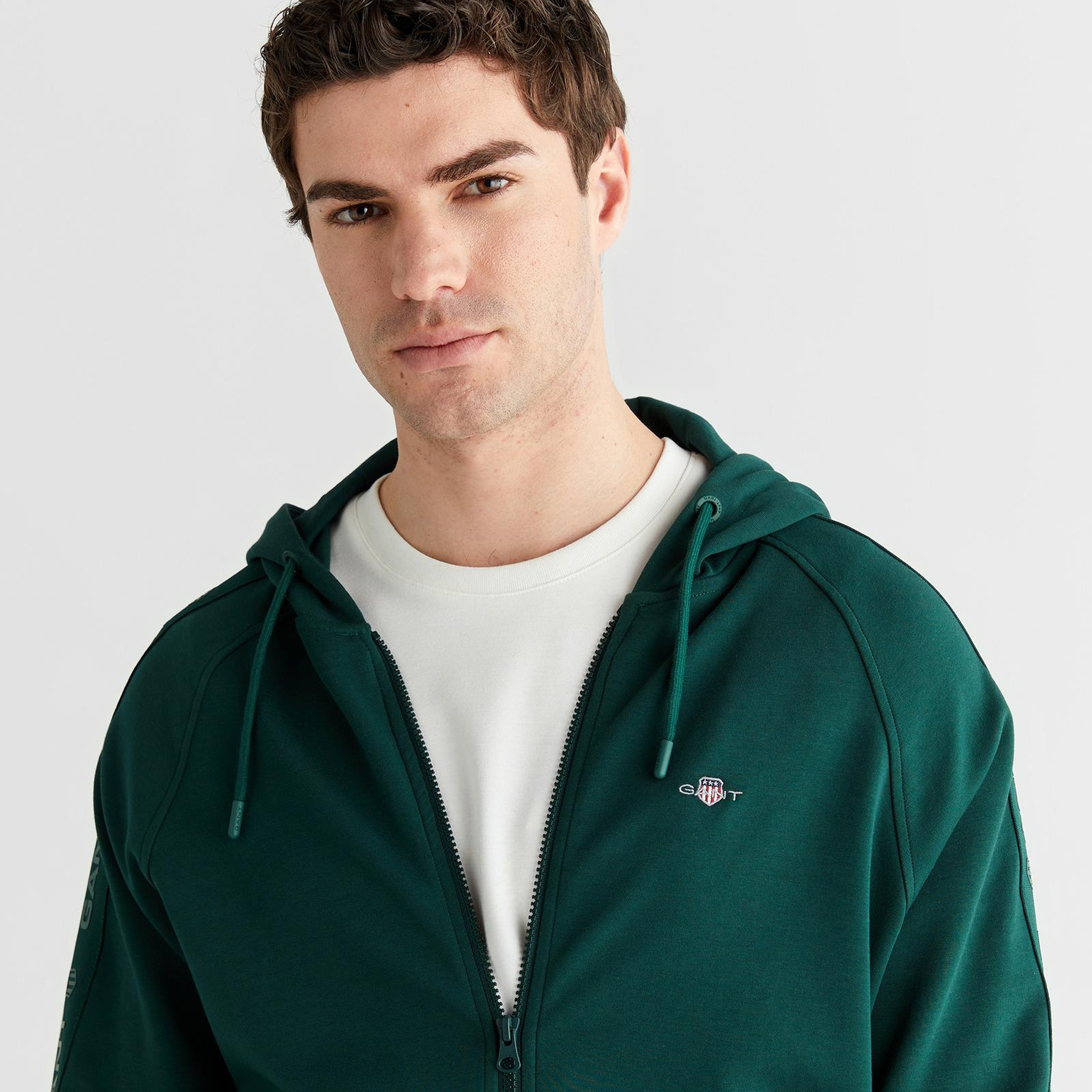 GANT Erkek Yeşil Fermuarlı Kapüşonlu Sweatshirt