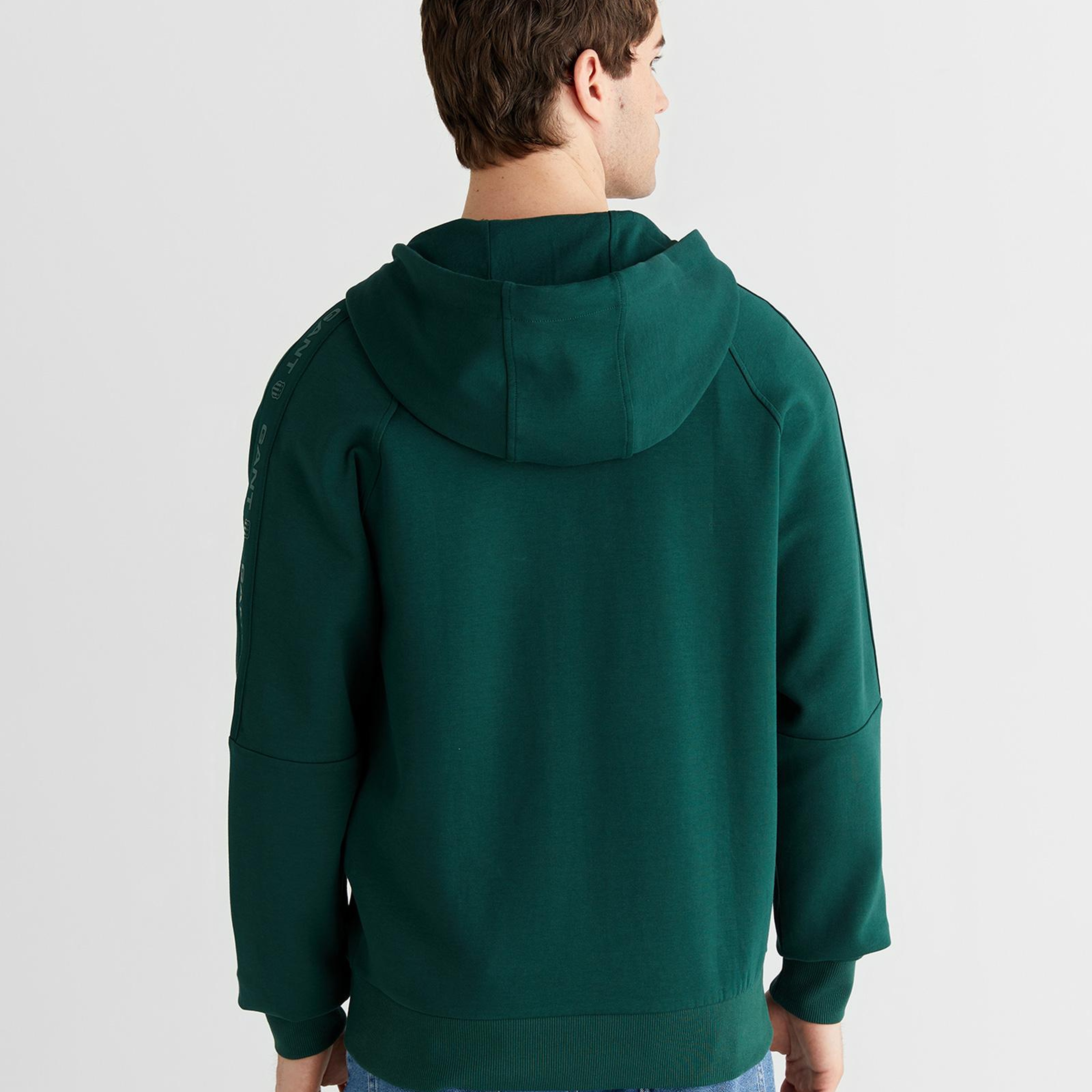 GANT Erkek Yeşil Fermuarlı Kapüşonlu Sweatshirt