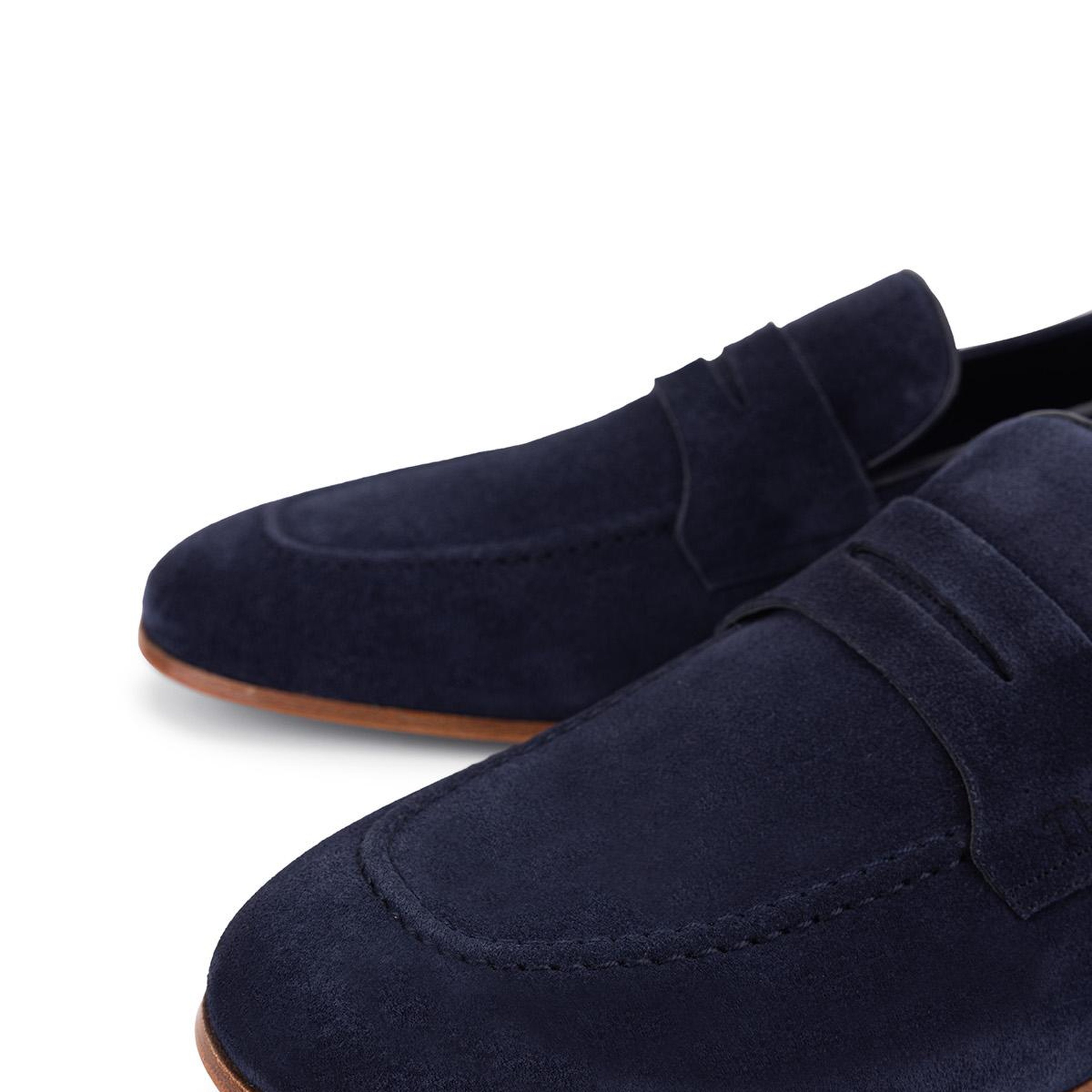 Tamer Tanca Erkek Hakiki Deri Lacivert Süet Loafer Ayakkabı