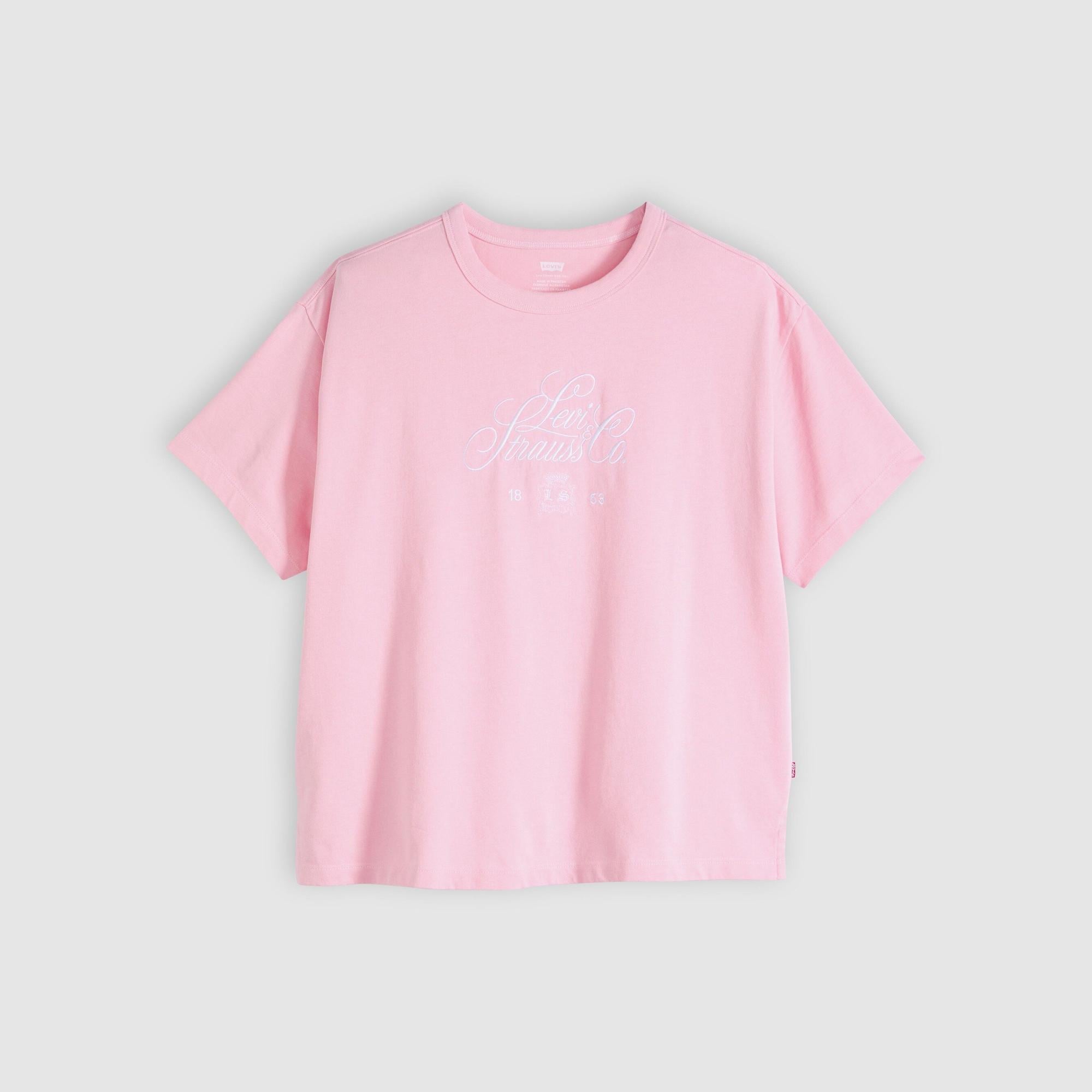 Vintage Baskılı Oversize Pembe Tişört