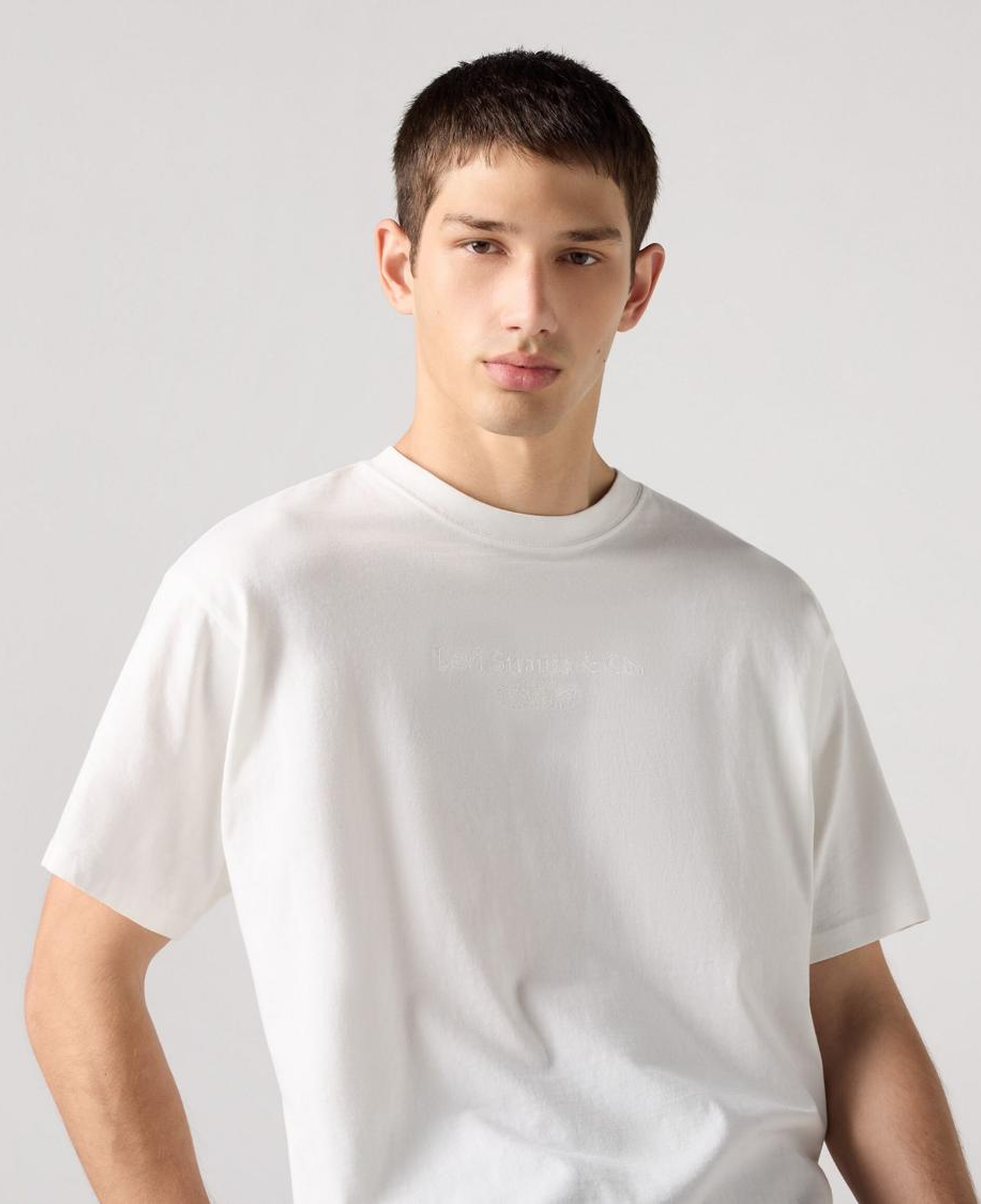 Vintage Fit Basic Baskılı Oversize Beyaz Tişört