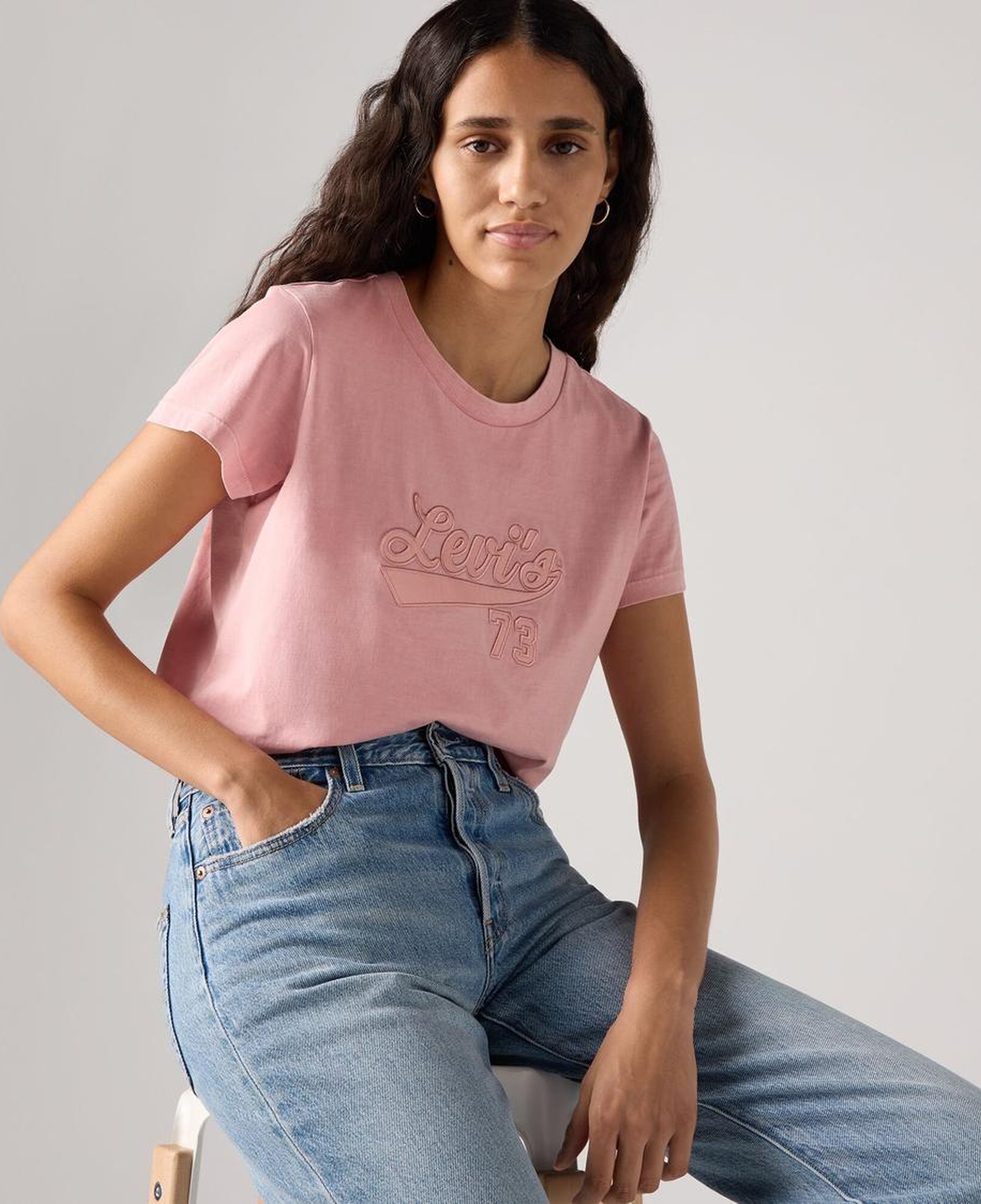 Boxy Baskılı Pembe Tişört