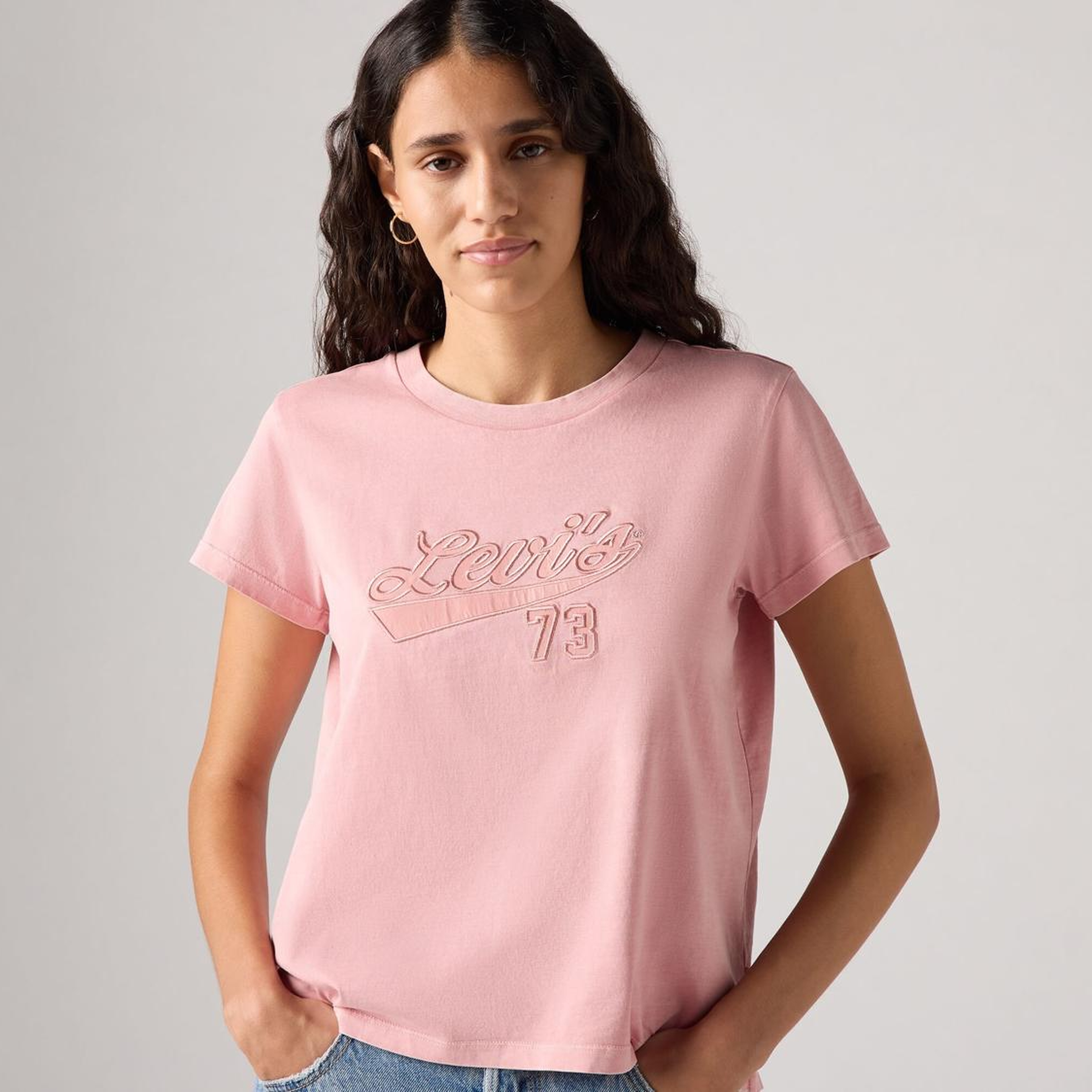 Boxy Baskılı Pembe Tişört