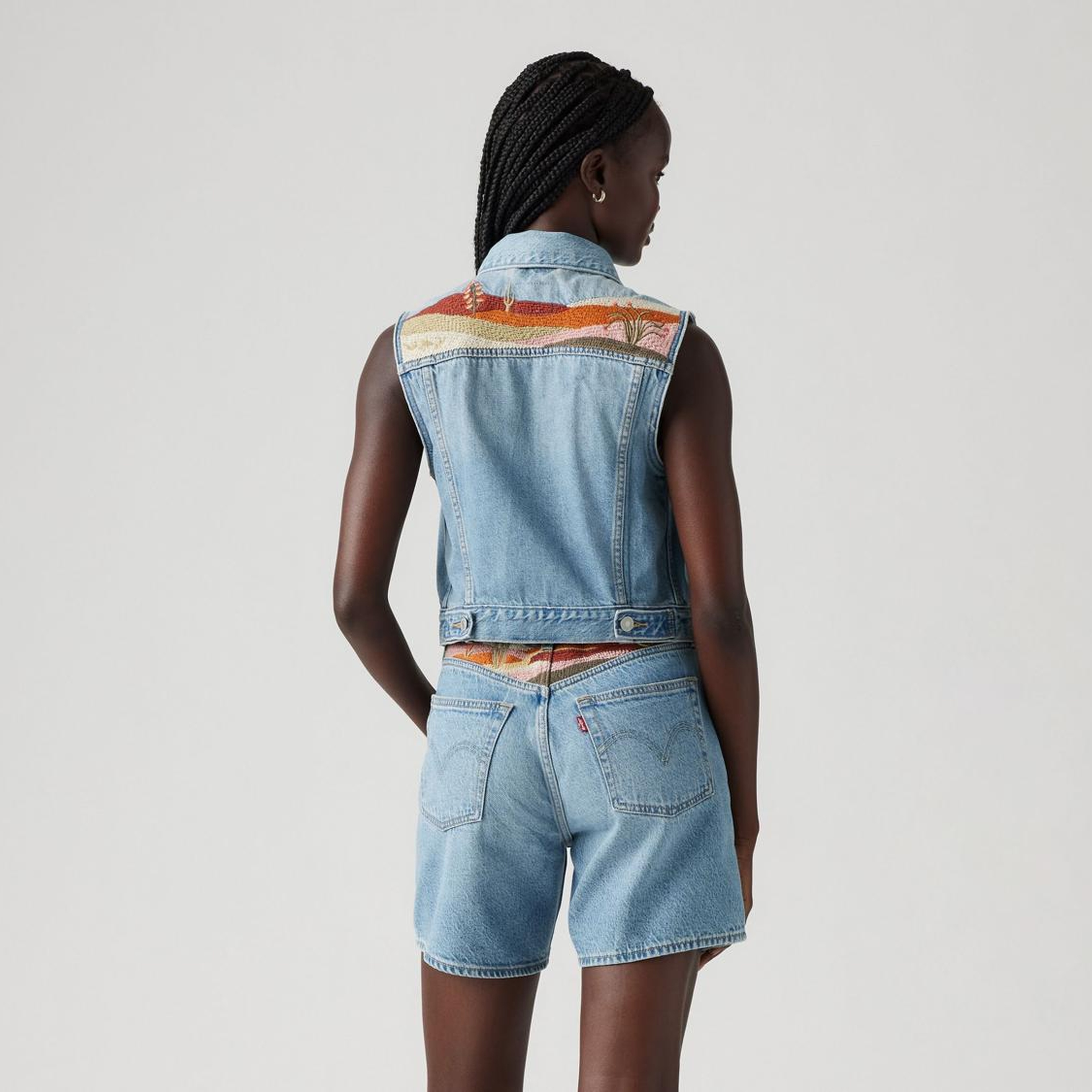 Embroidered XS Denim Yelek