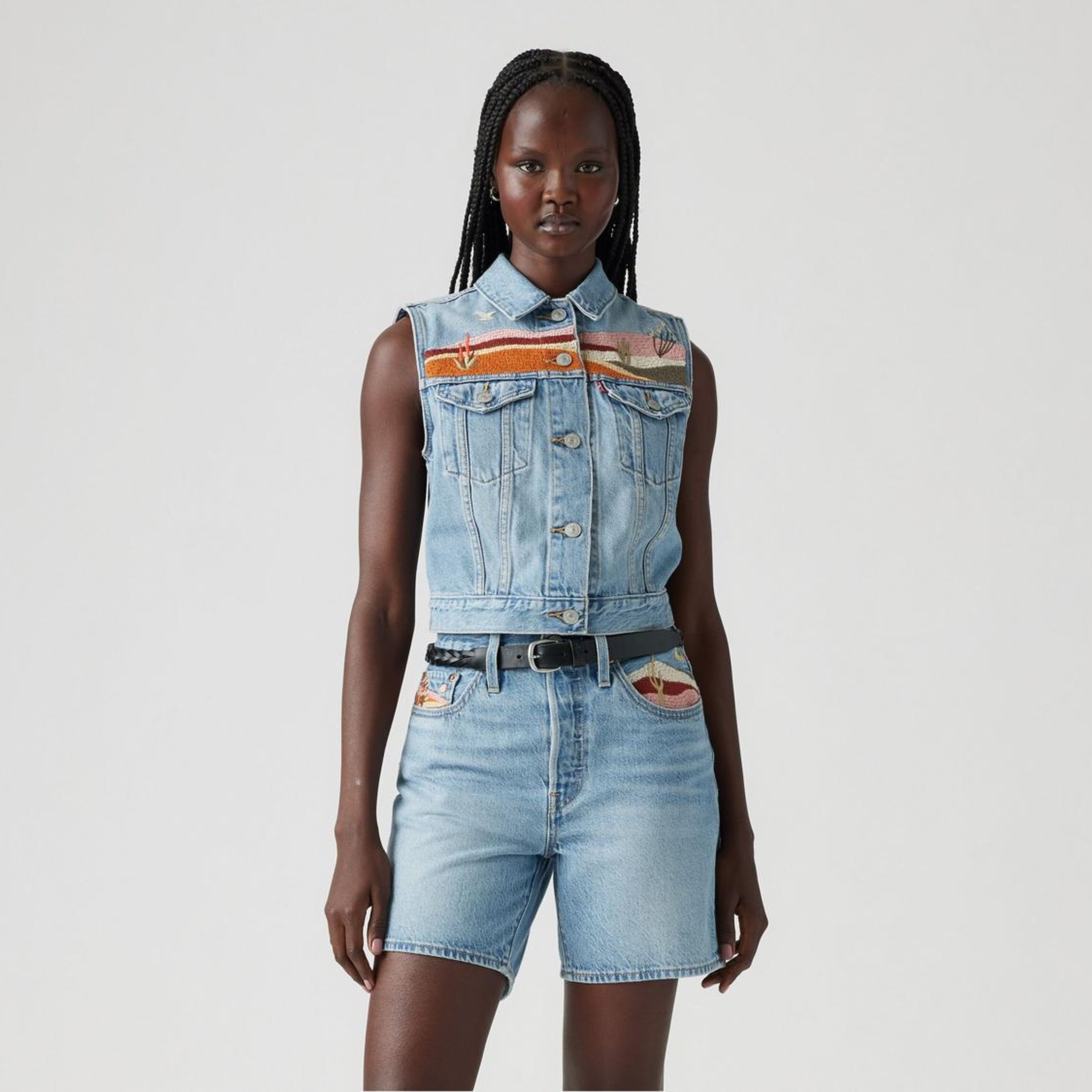 Embroidered XS Denim Yelek