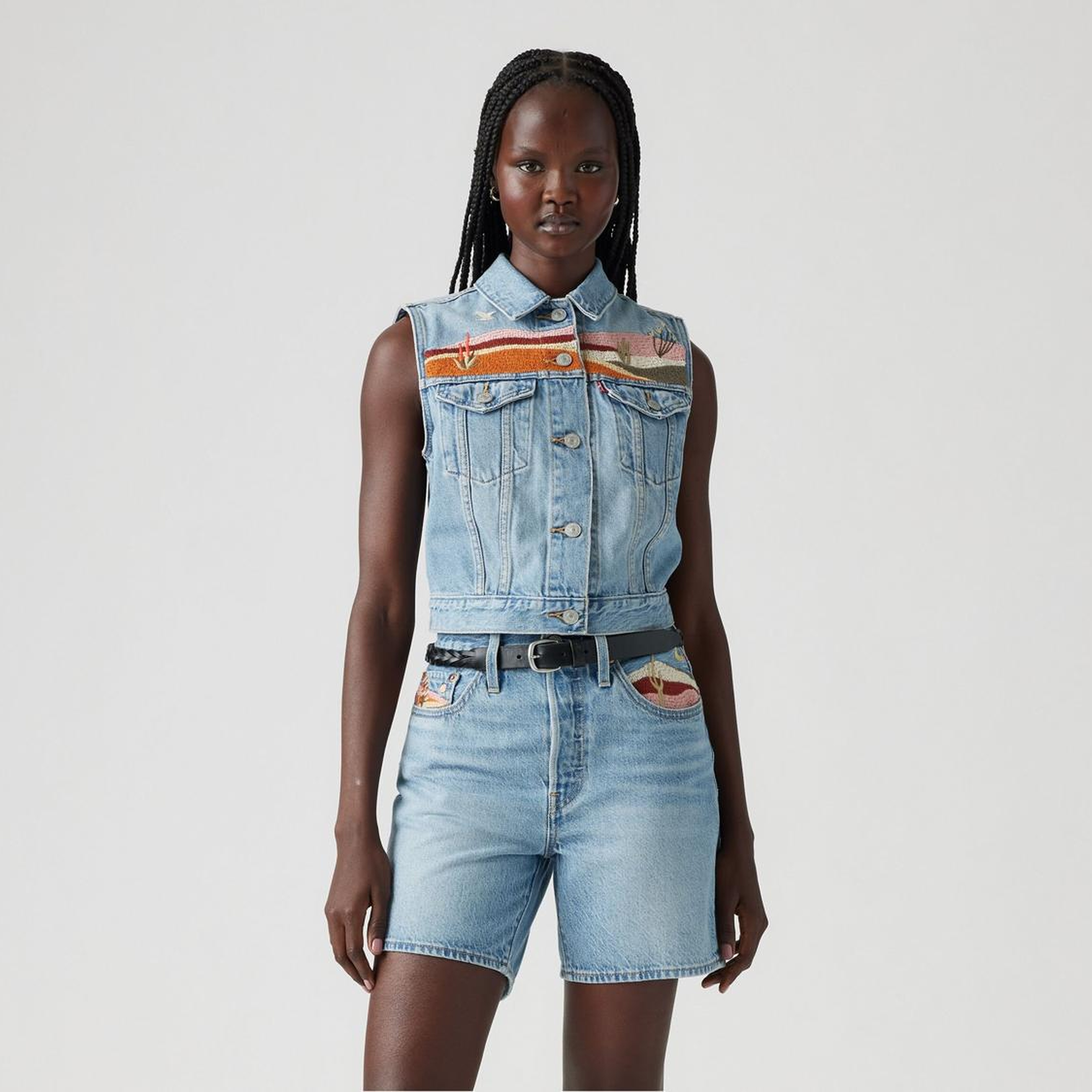 Embroidered XS Denim Yelek