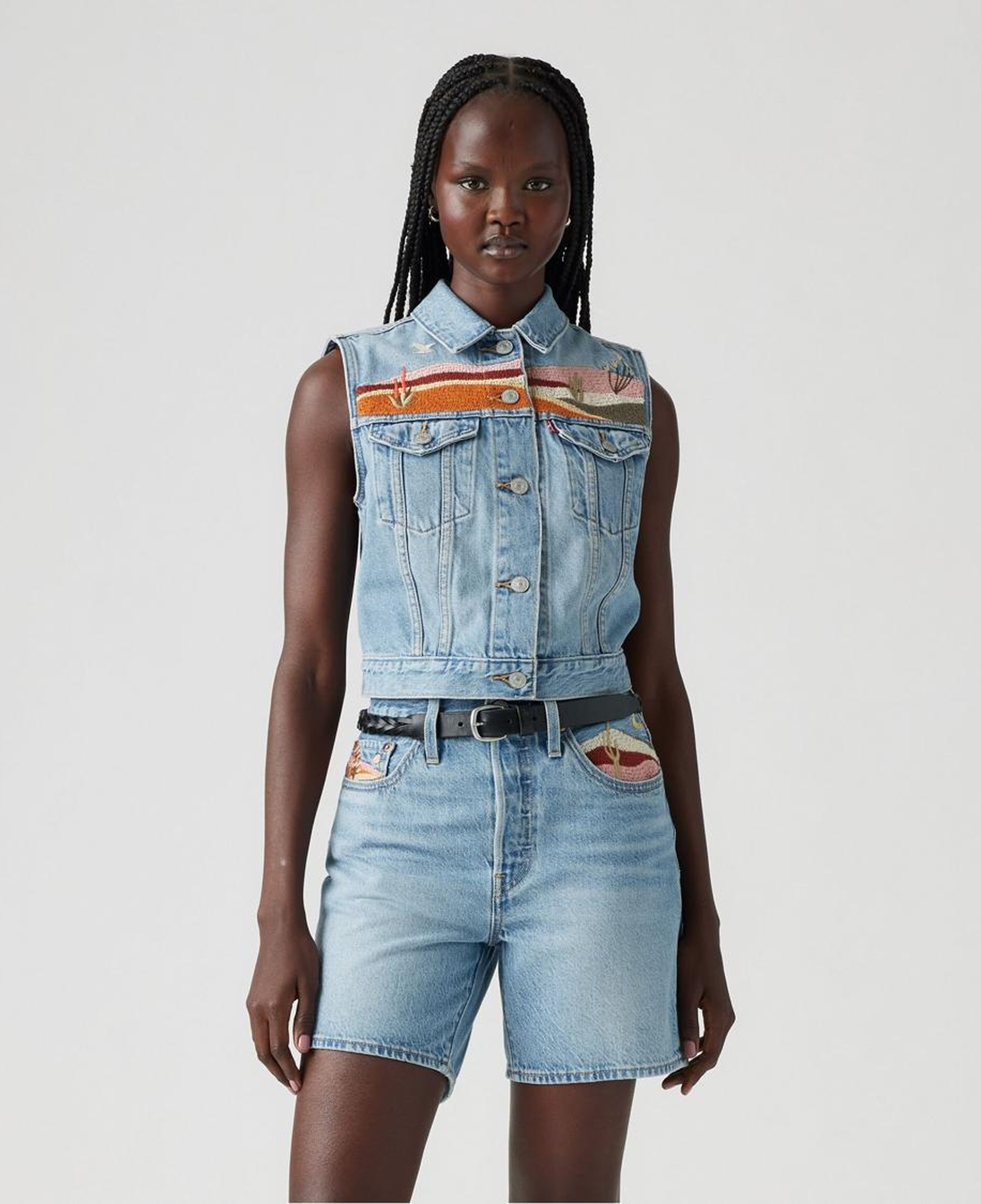 Embroidered XS Denim Yelek