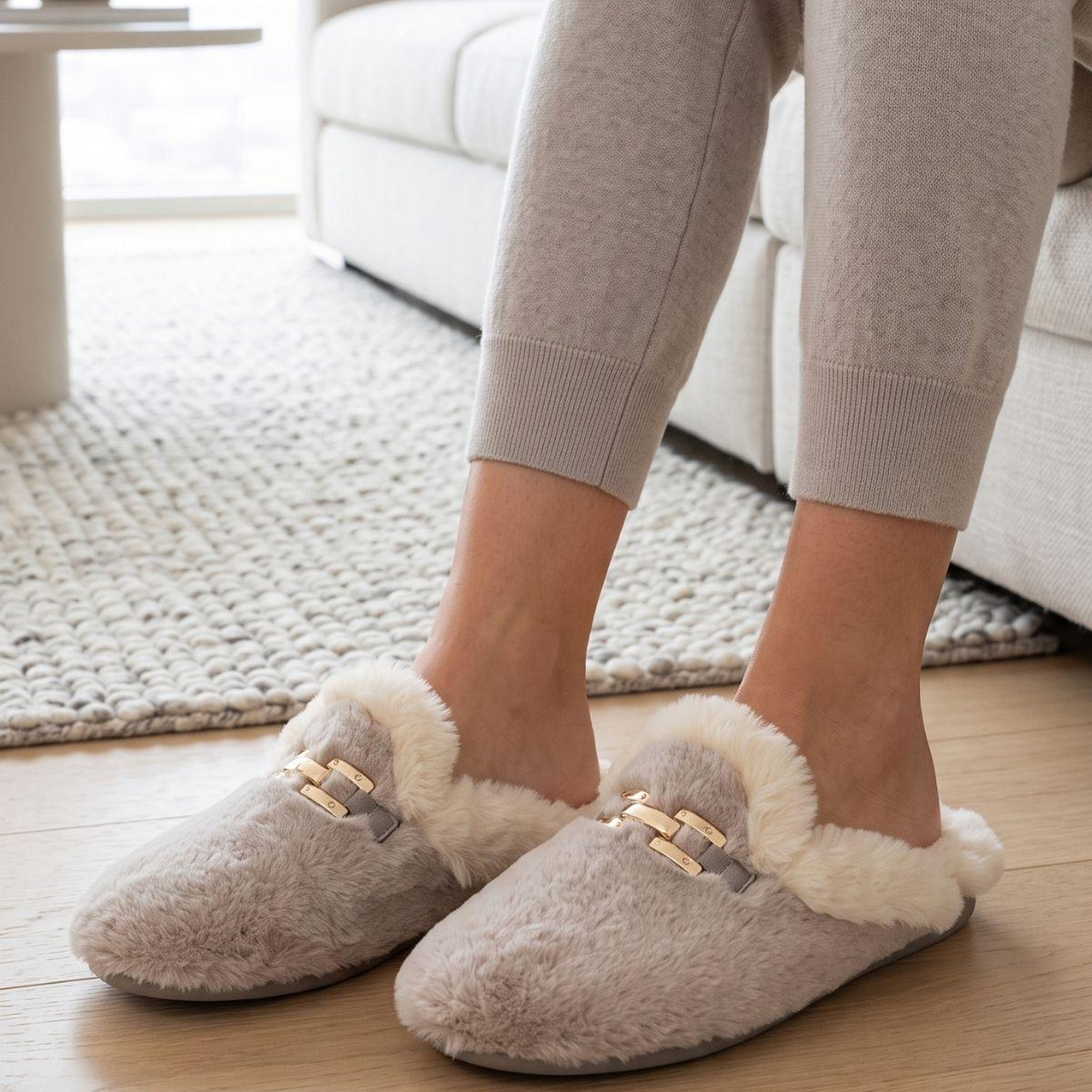 Diaz Tokalı Peluş Kadın Ev Terliği Pudra 37/41