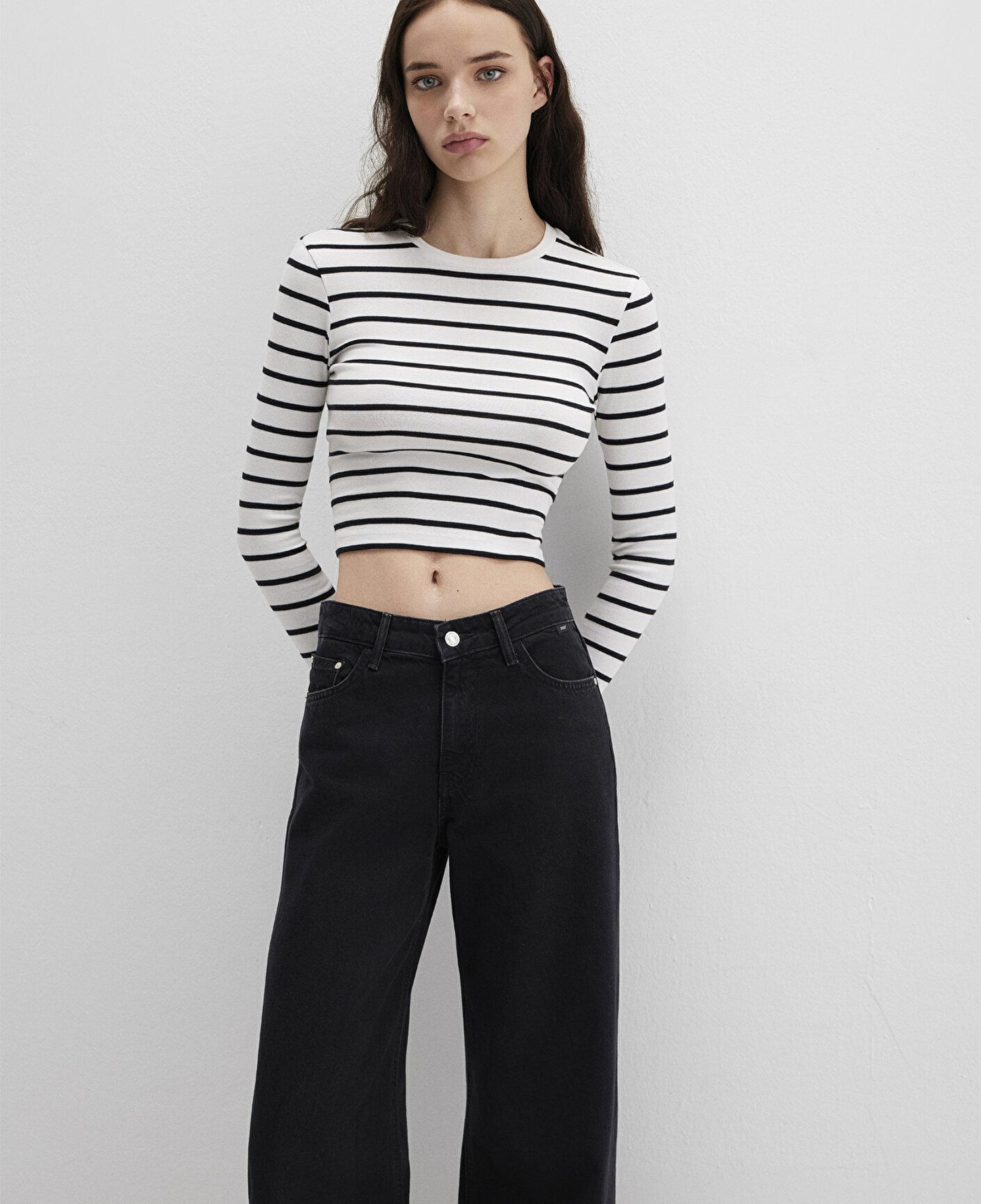 Mavi 2li Uzun Kollu Crop Basic Tişört Fitted / Vücuda Oturan Kesim 1613021-900