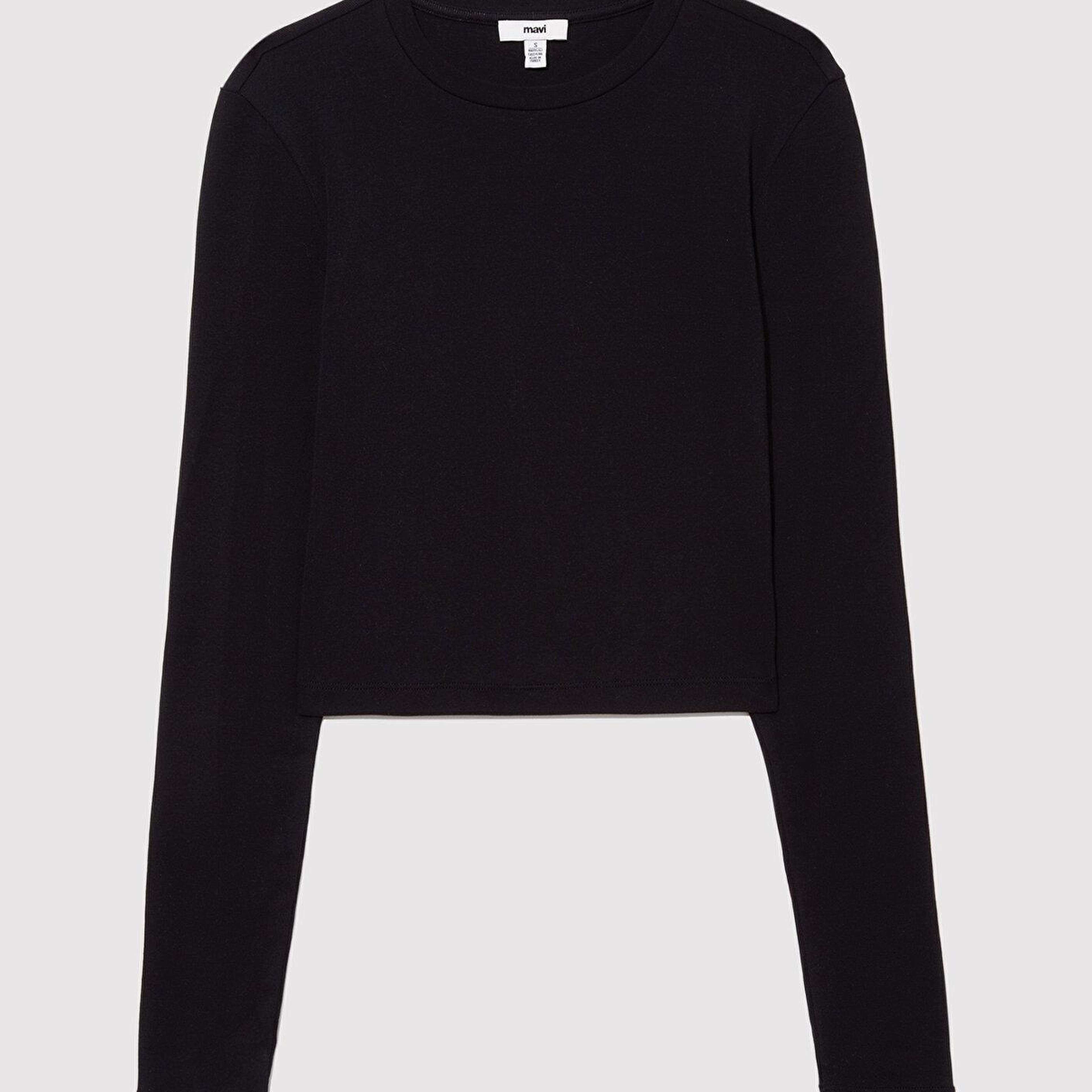 Mavi 2li Uzun Kollu Crop Basic Tişört Fitted / Vücuda Oturan Kesim 1613021-70057