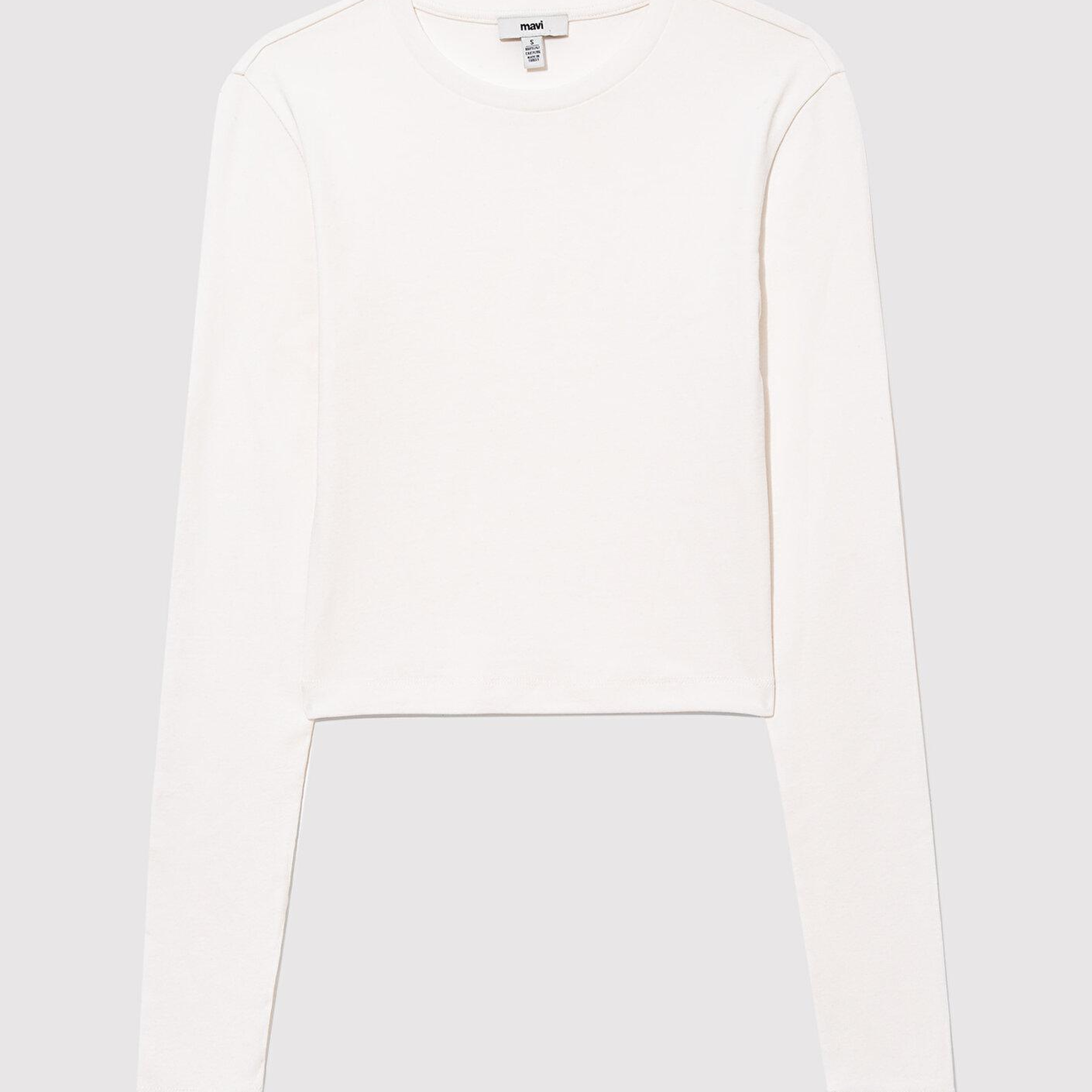 Mavi 2li Uzun Kollu Crop Basic Tişört Fitted / Vücuda Oturan Kesim 1613021-70057