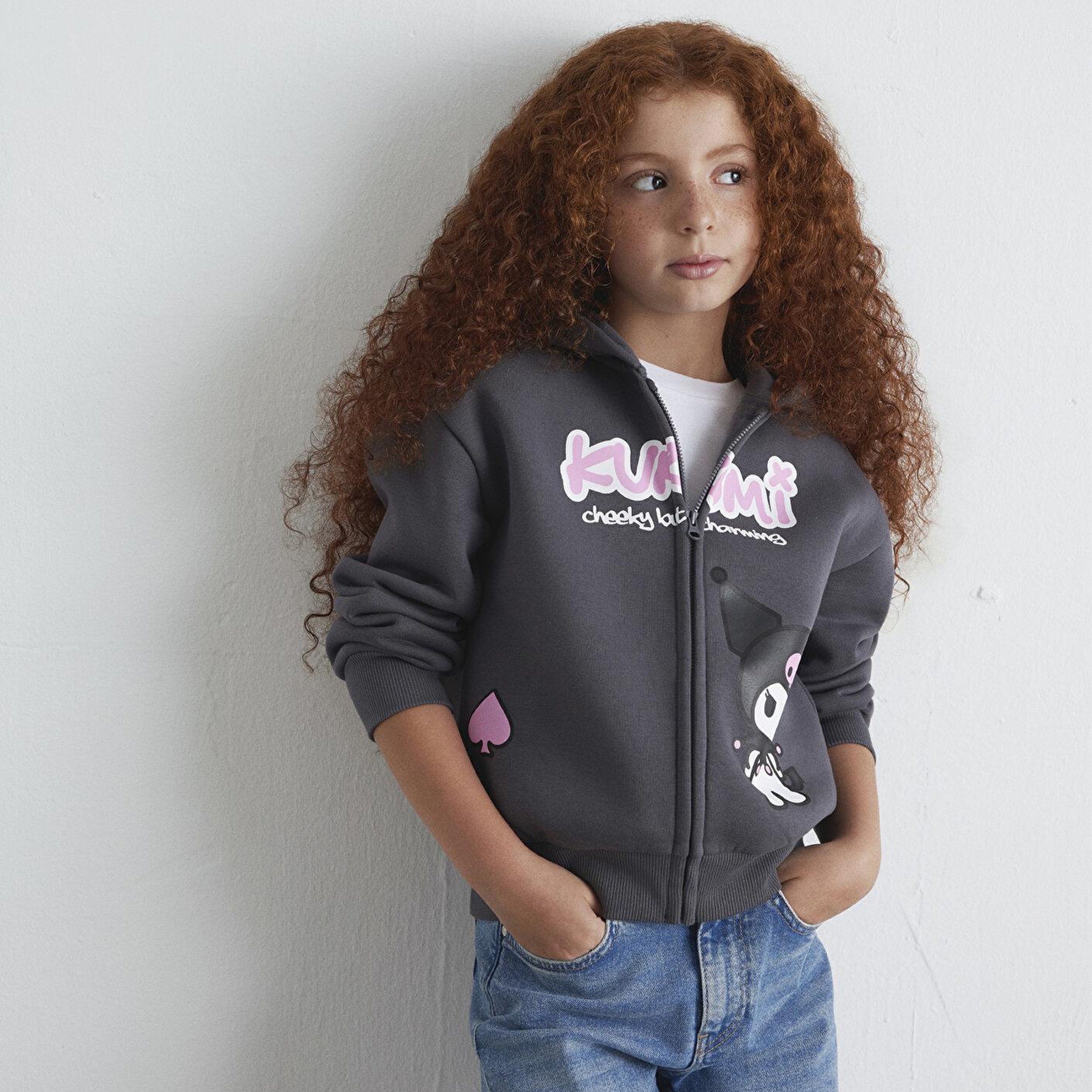 Mavi Kuromi Baskılı Fermuarlı Sweatshirt 7S10167-85309