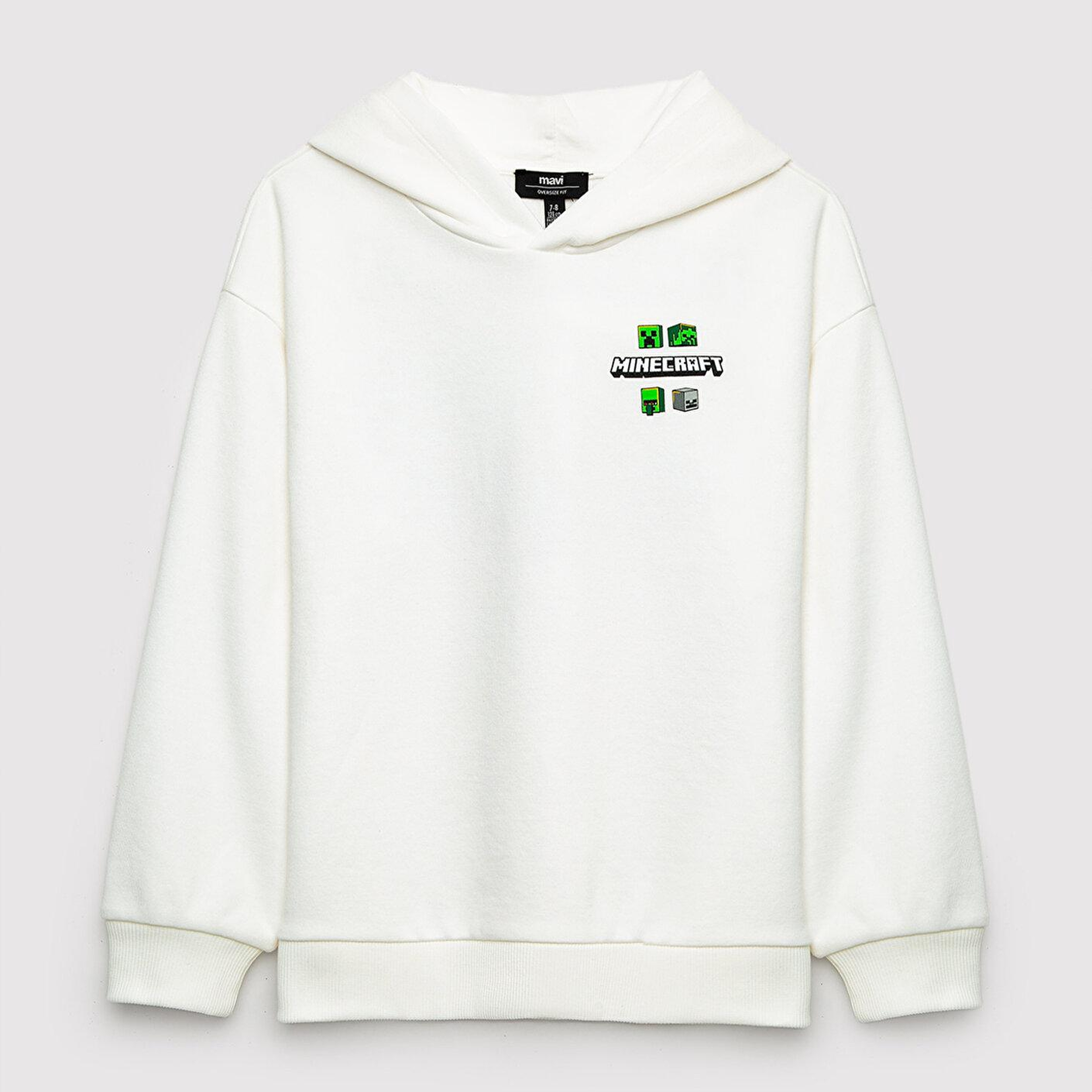 Mavi Minecraft Baskılı Kapüşonlu Sweatshirt 6S10189-70057