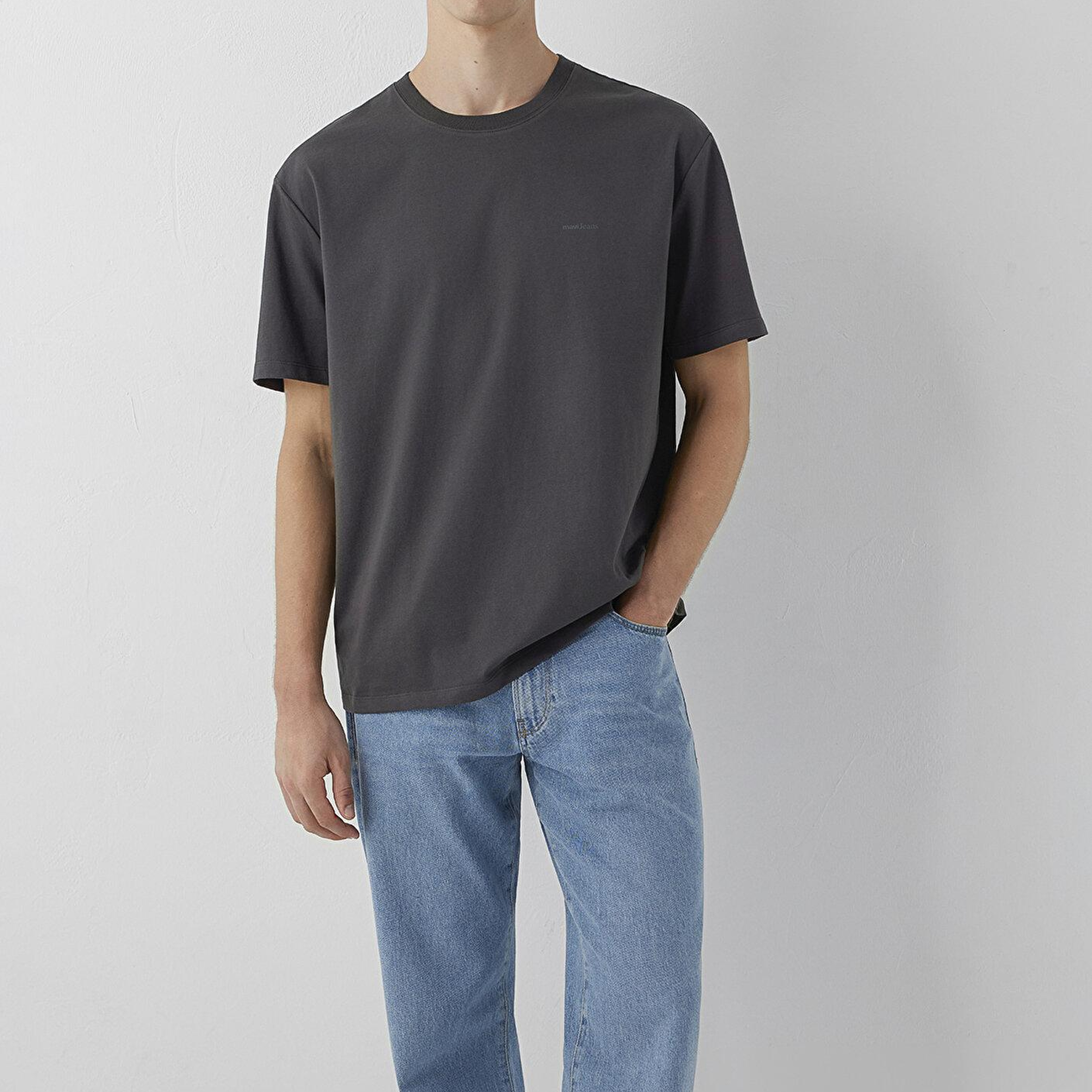Mavi Mavi Jeans Antrasit Basic Tişört Loose Fit / Bol Rahat Kesim 0613681-70092