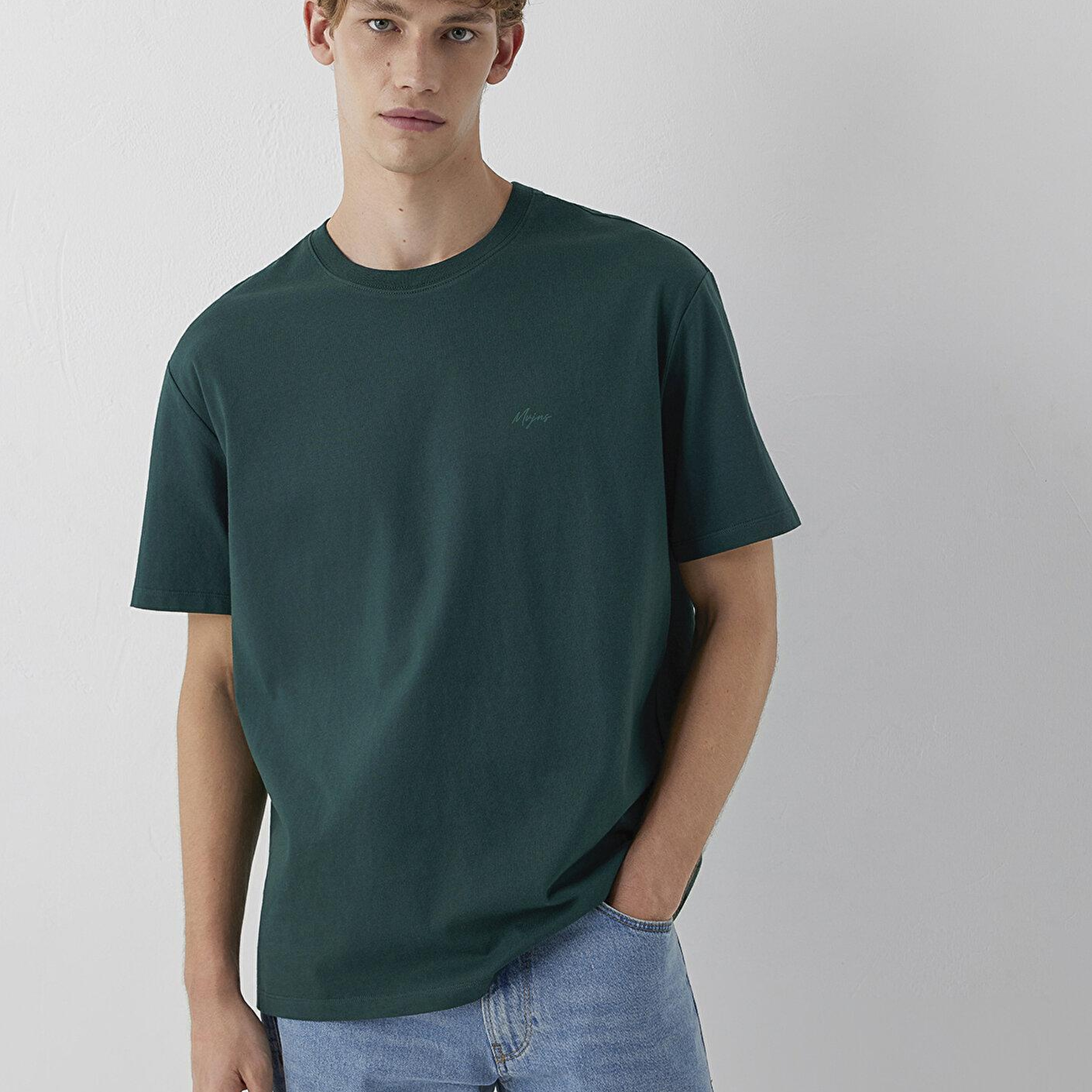 Mavi Mvjns Yeşil Basic Tişört Loose Fit / Bol Rahat Kesim 0613680-85173