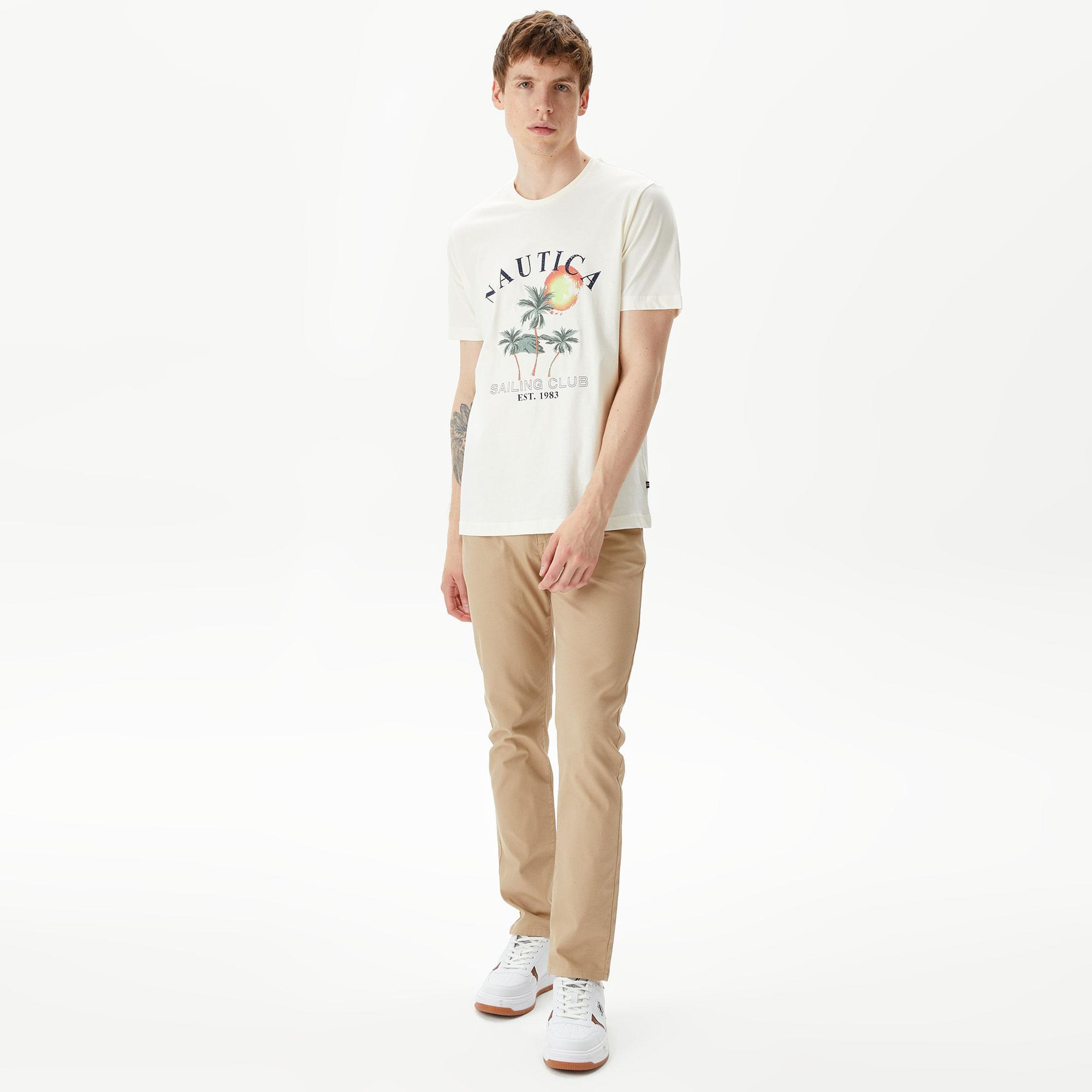 Nautica Erkek Beyaz Standart Fit T-Shirt